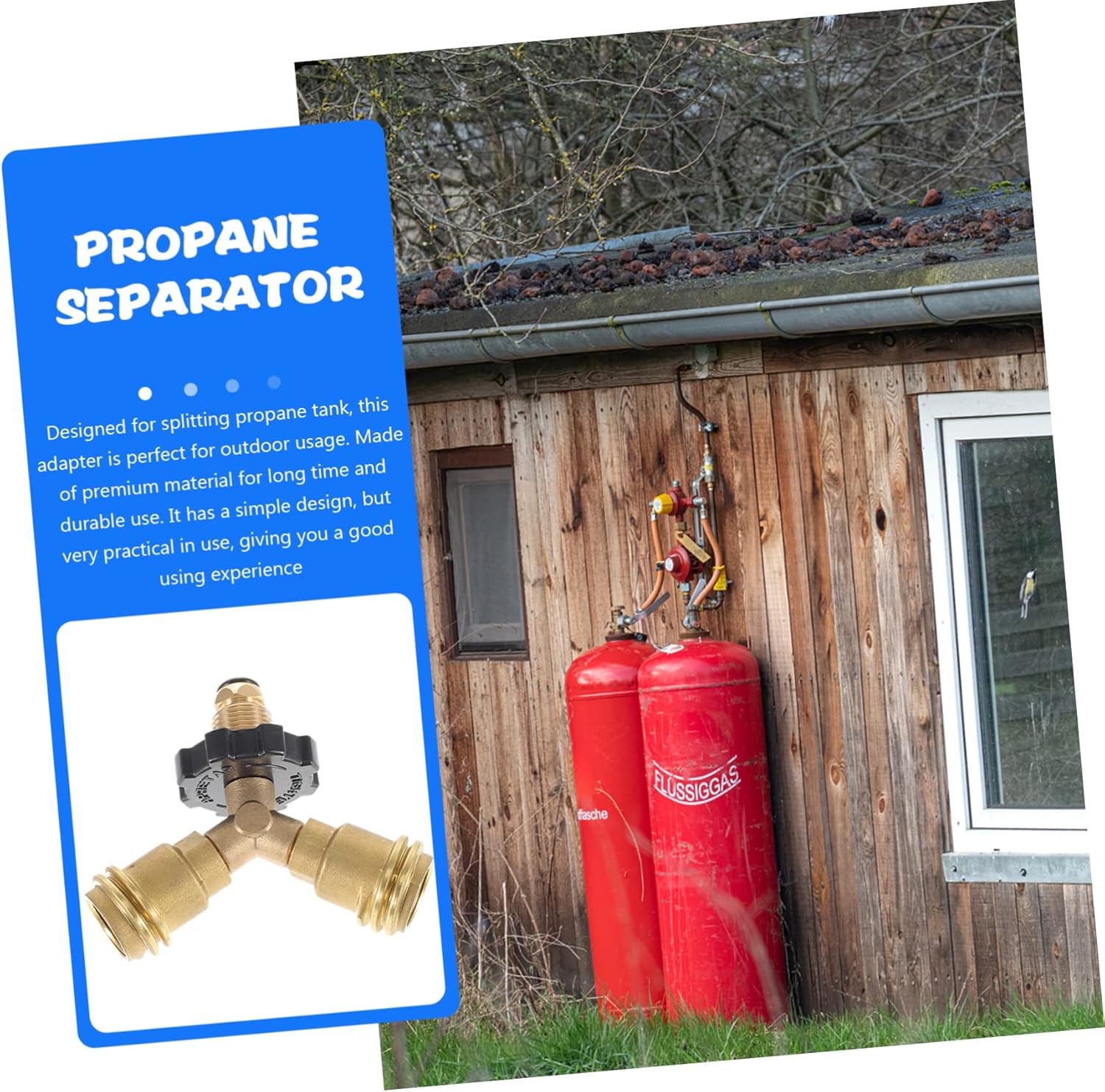 YARNOW Brass Propane Tank Splitter Y-Splitter Adapter Tee Connector for Rv Camp Stoves