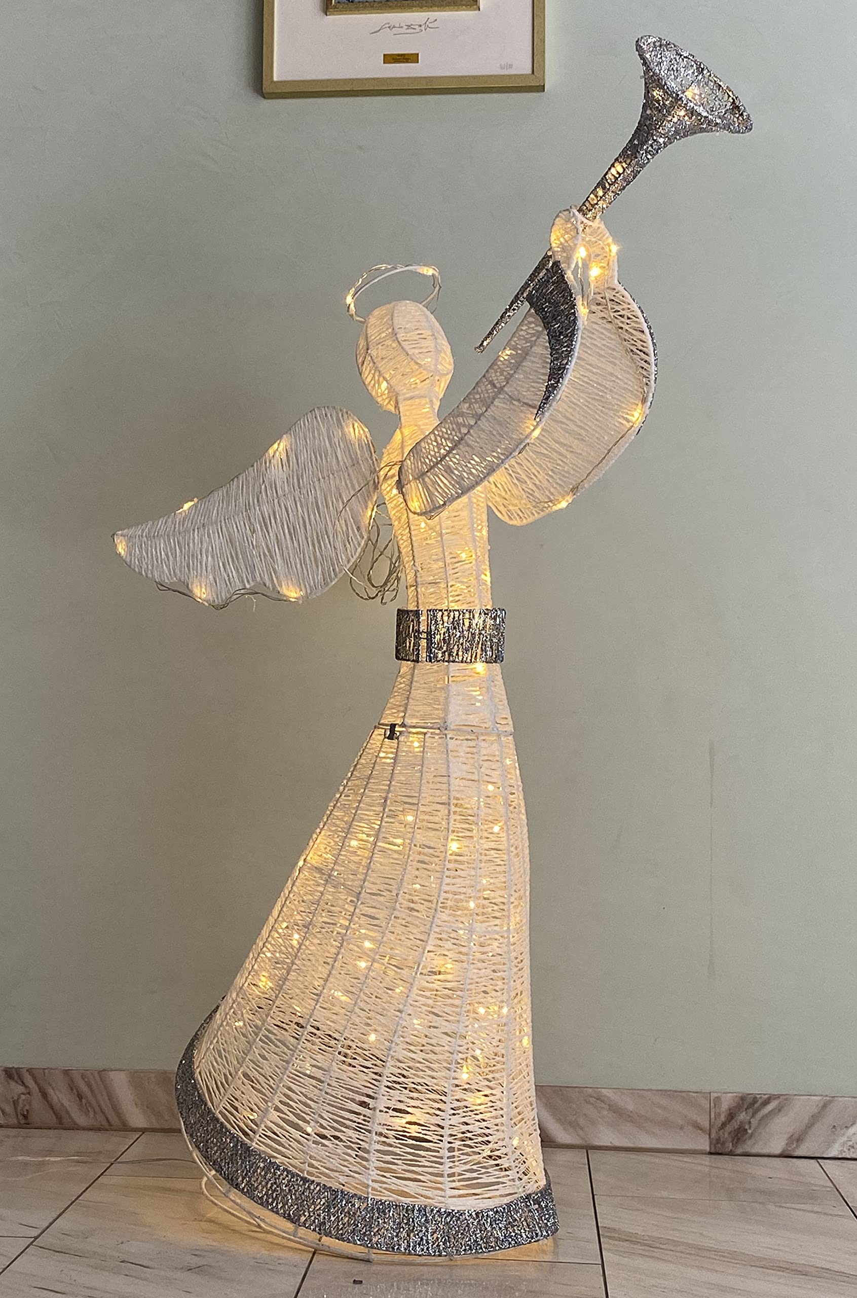 Relax Serie - Duży Aniołek LED, Dekoracyjna Figurka, Oświetlenie Bożonarodzeniowe, 130 cm, Ciepłe Białe Diody, 24 V z Timerem, IP44, Do Użytku Zewnętrznego i Wewnętrznego