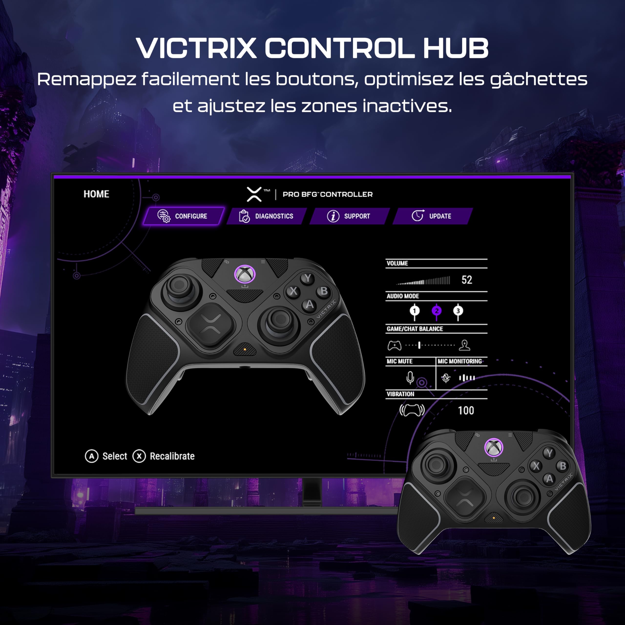 Turtle Beach Victrix Pro BFG Reloaded Noir Xbox Manette de gaming modulaire sans fil w/Bluetooth, module Fightpad et effet Hall pour Xbox Series X et S, Xbox One et PC