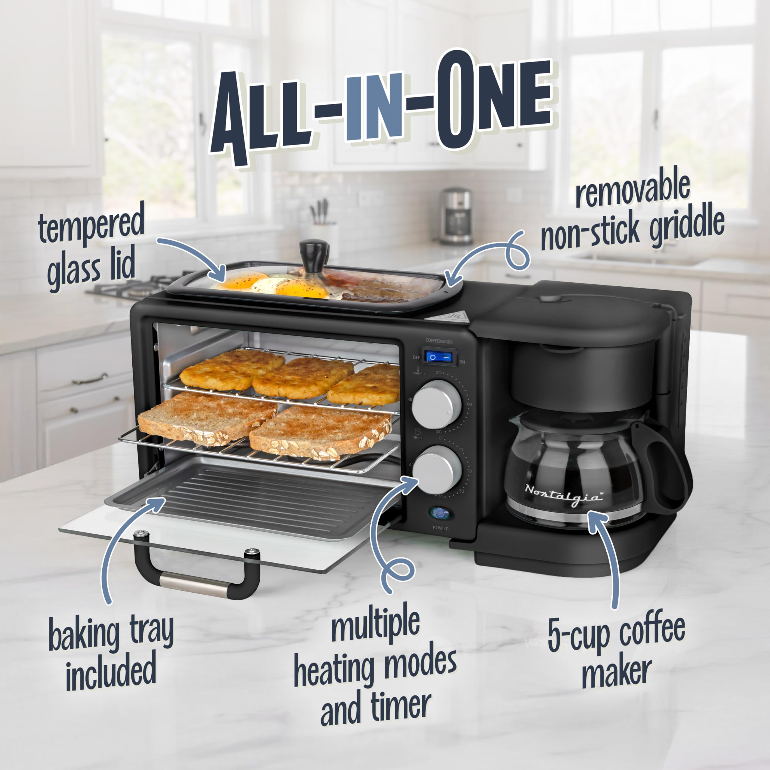 Amazon.com: Nostalgia 3-in-1 Retro Breakfast Station - Includes 5