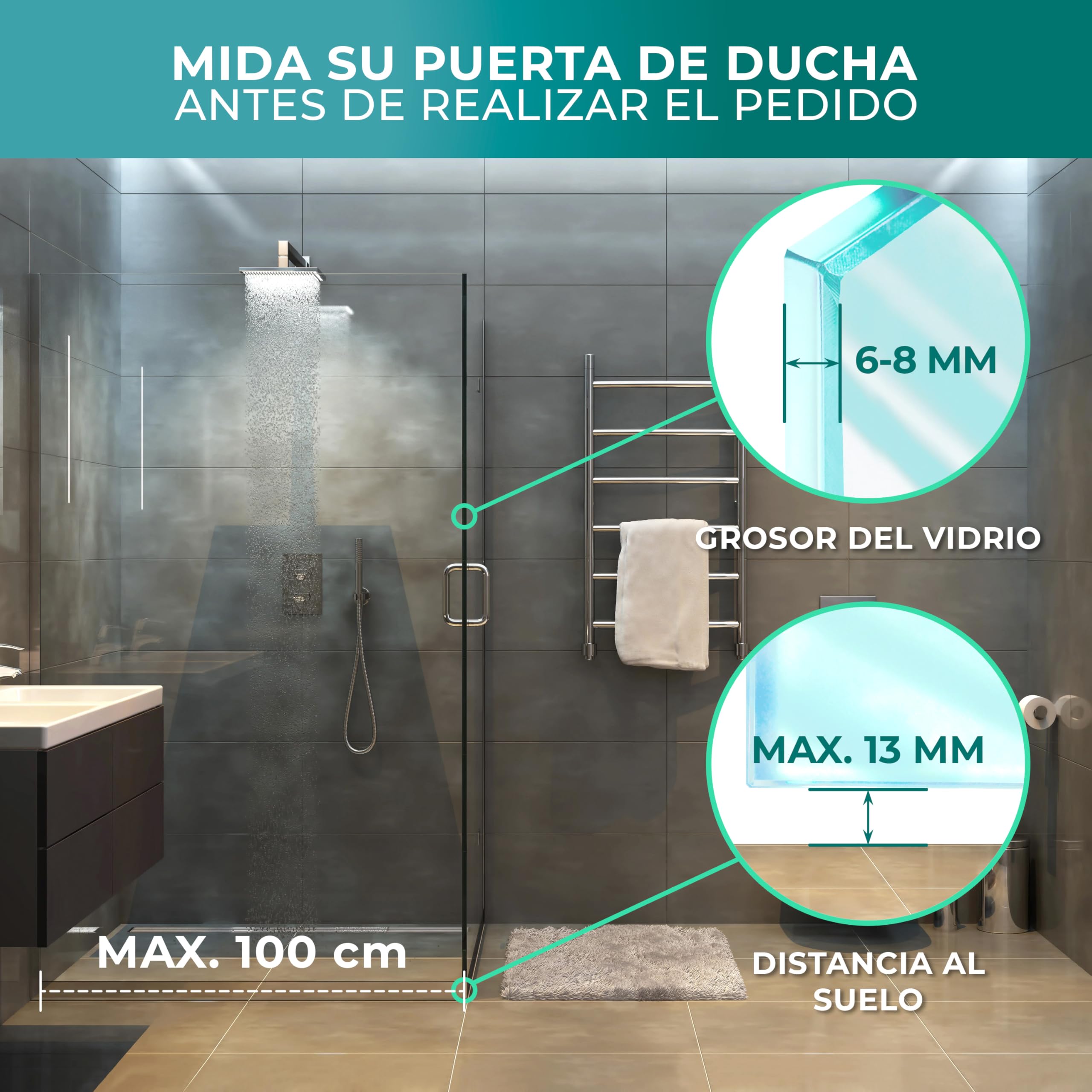 Meisterfaktur Goma Mampara Ducha [2x] – Junta de Sellado para Puerta de Cristal de 6, 7 y 8 mm