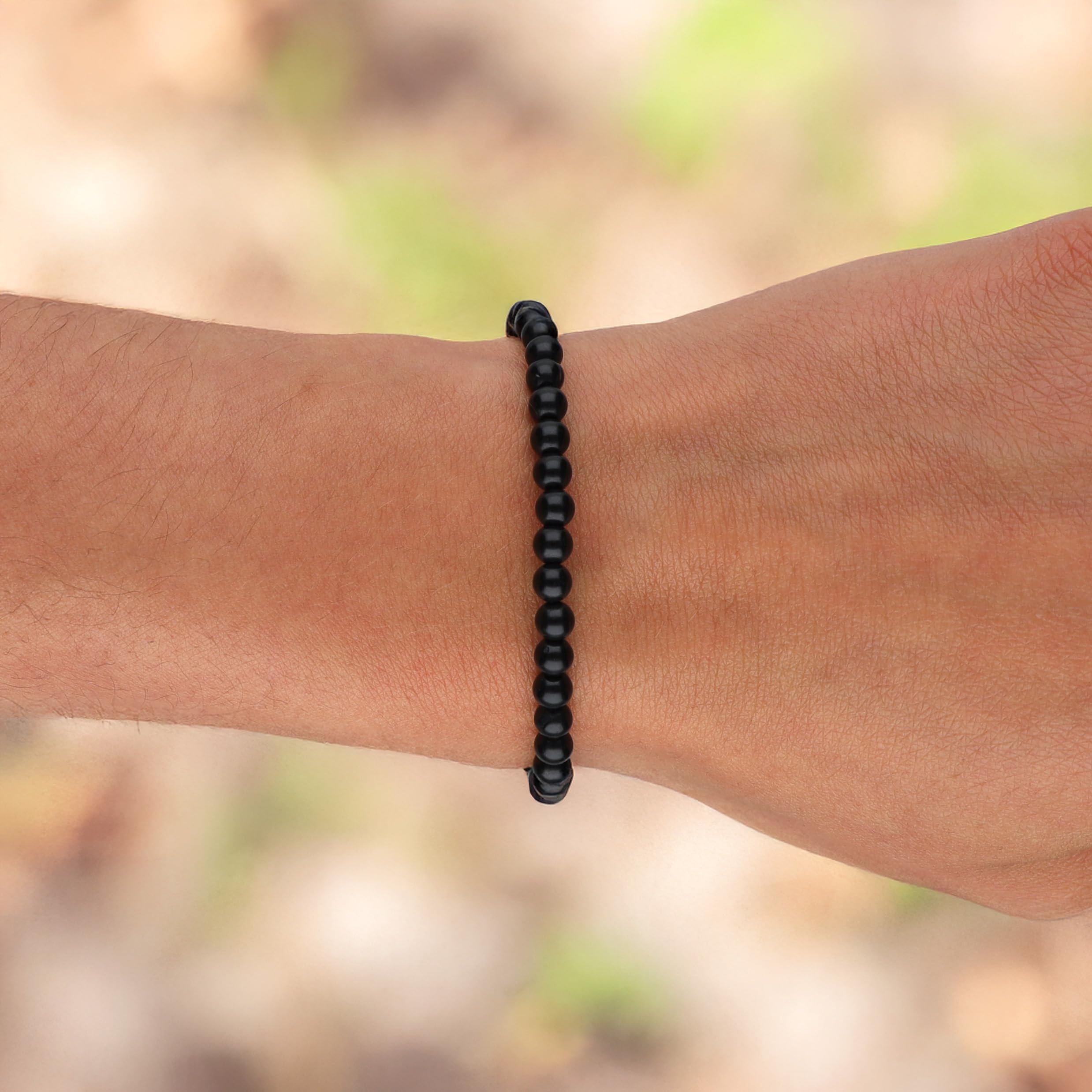 Lebensquelle Plus Pulsera de bolitas pequeñas | 4-5 mm | Pulsera de piedra preciosa superior, 19 cm, flexible