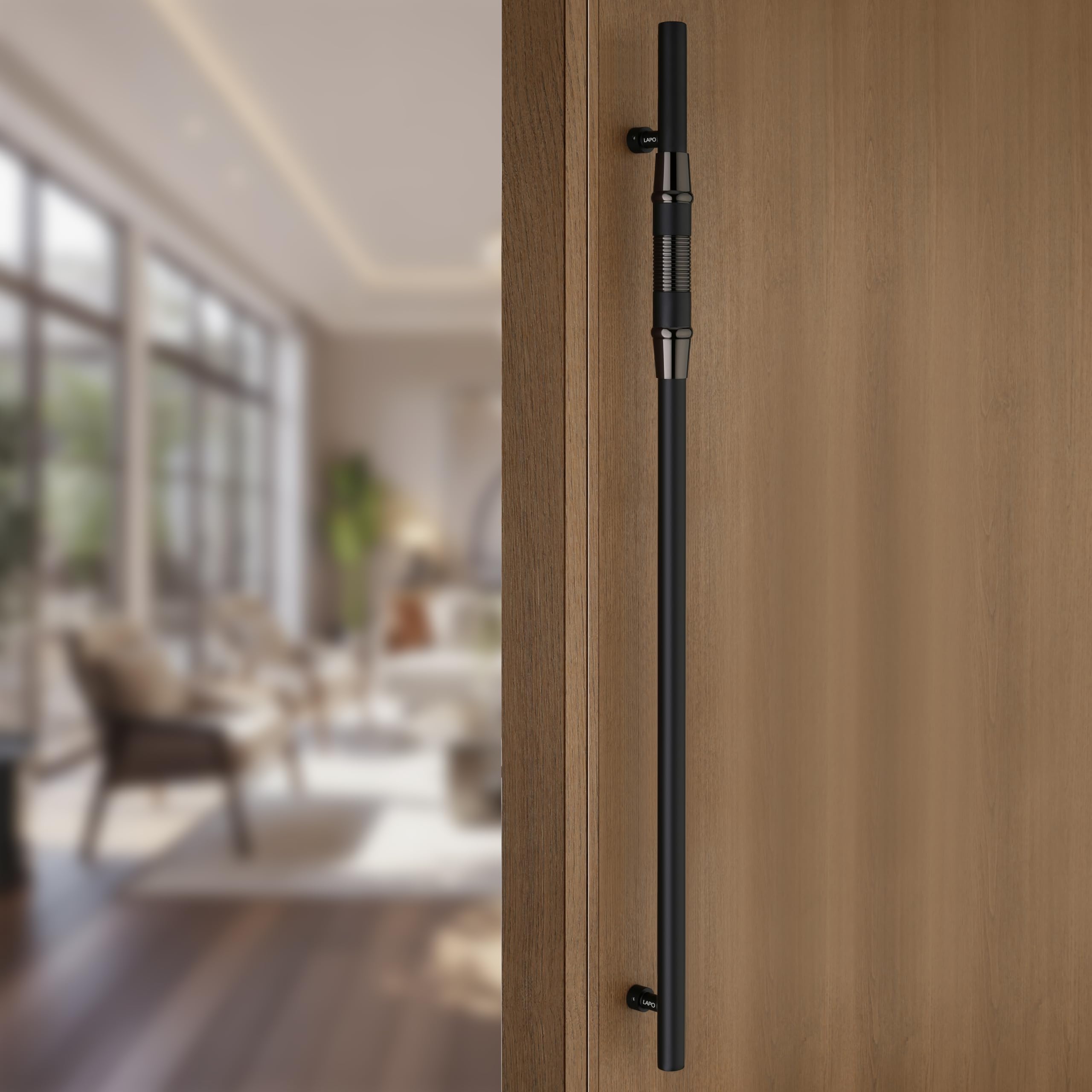 LAPO Extra Long 36 Inch Entry Door Handle, Black Finish Stainless Steel Pull Bar, 304 Grade Heavy Duty Construction, Hole to Hole 30 Inch, Perfect for Modern Homes, 3 Years Warranty-image-35