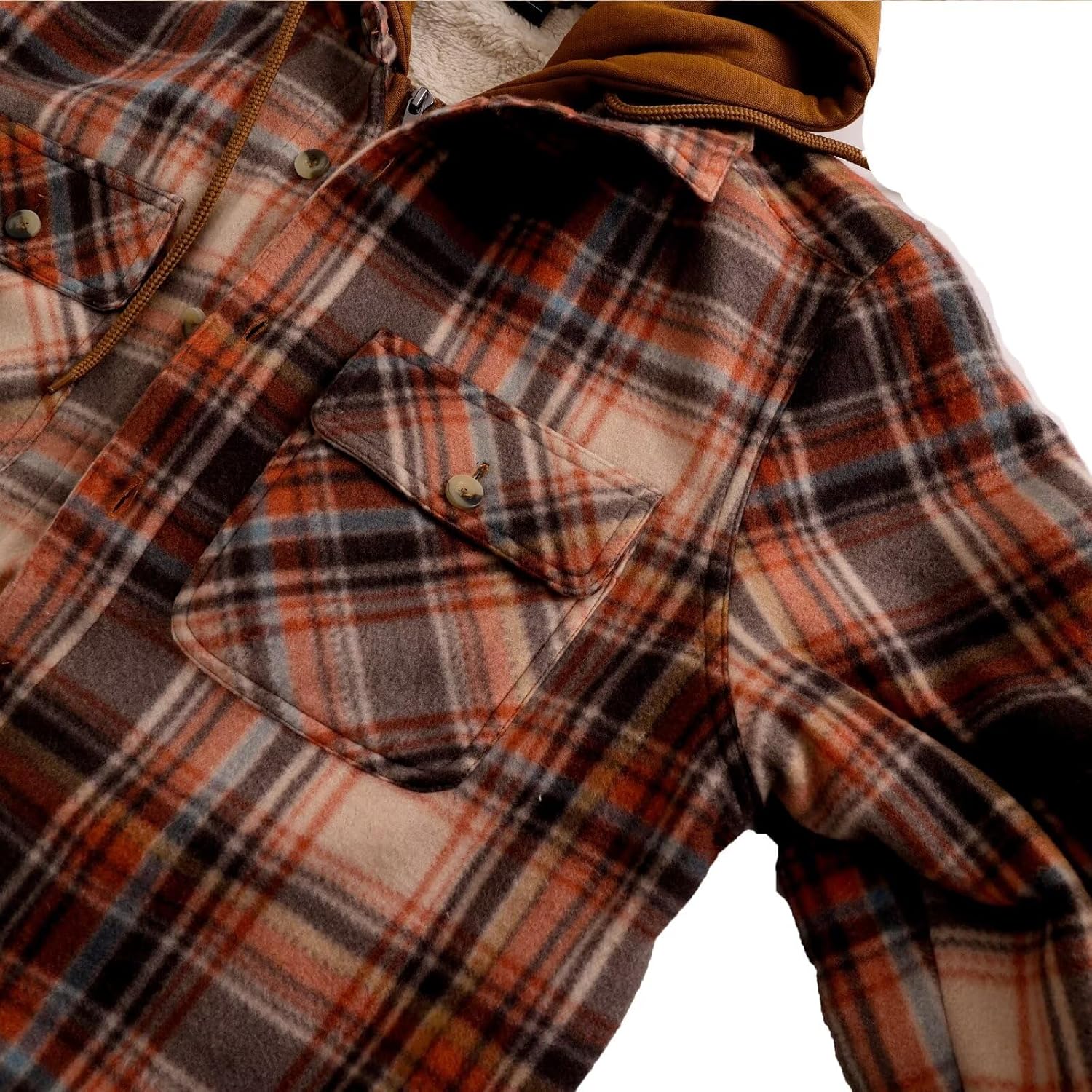 LeeHanTon Mens Flannel Jacket Heavyweight Sherpa Fleece Jackets Outdoor Hiking Casual Soft Warm Coat with Pockets - Image 2