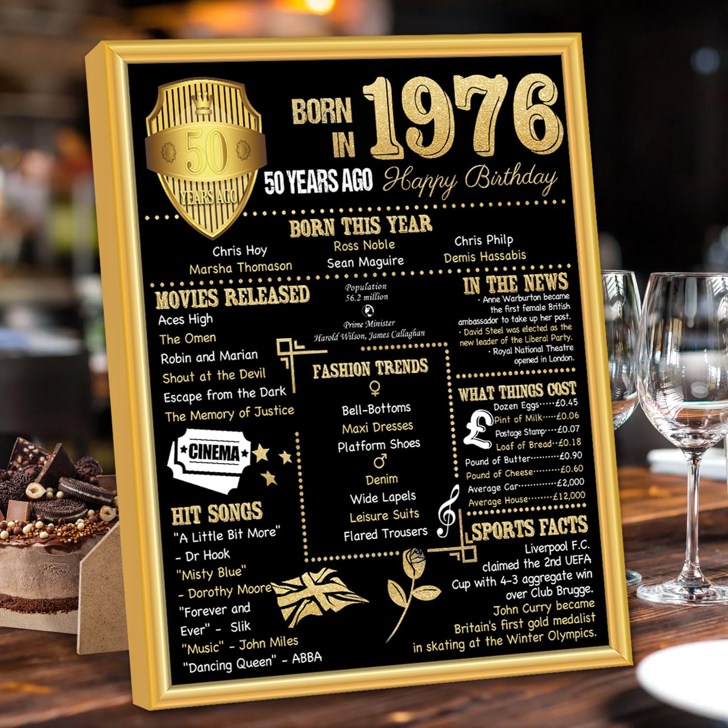 Benjia 1946 Poster Framed UK, Happy 80th Birthday Sign Card Party Decor Supplies Home Decoration Birthday Gift 80 Years Old Wedding Newspaper For Men Women (8x10 inch, Vintage) — view 17