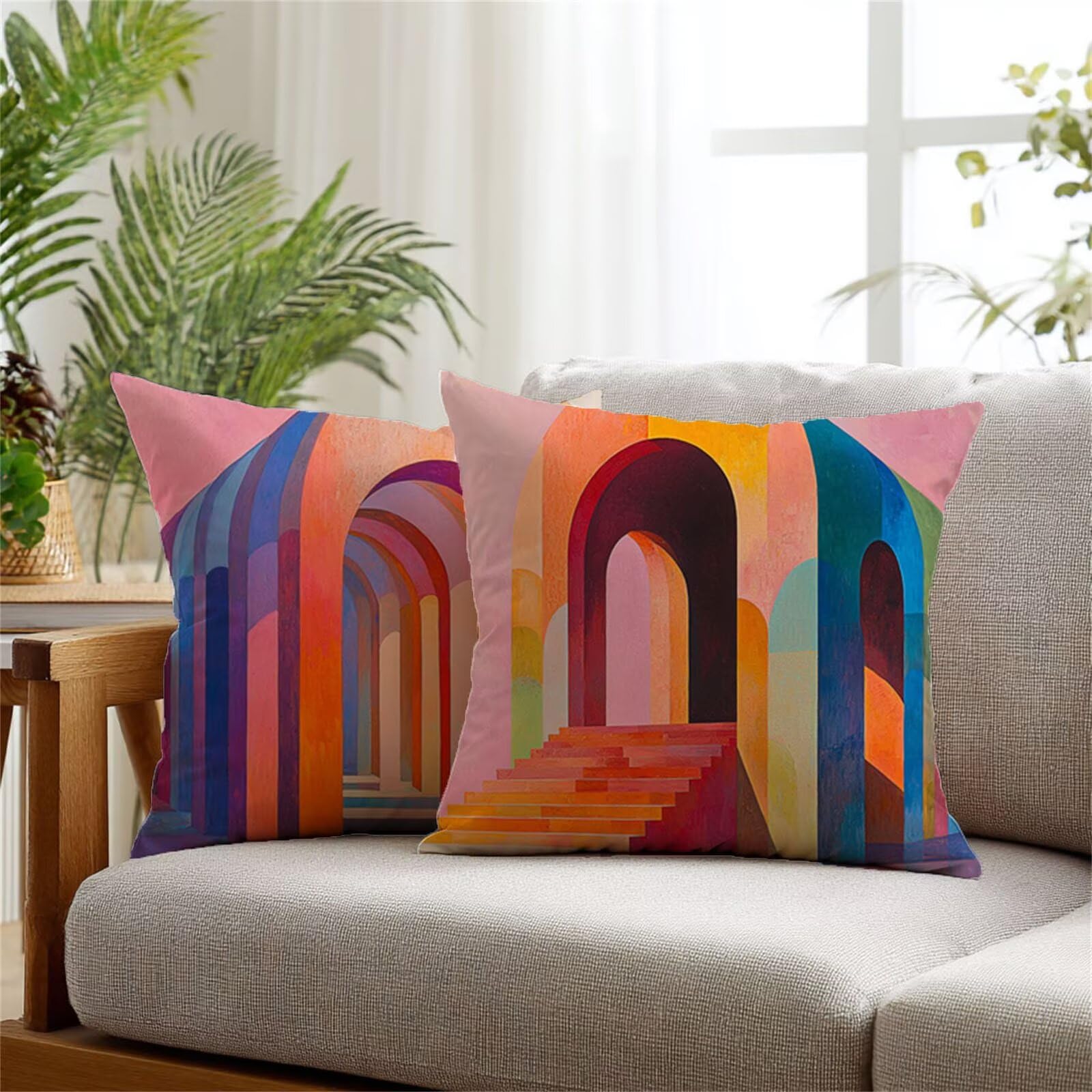 Cuscini per Divano rosa Federe Cuscini Divano moderno Copricuscini 60x60cm 2 Pezzi Impermeabili Lino Federe Cuscino Letto, Stampa Fronte-Retro per Soggiorno Camera Giardino Sedia Donne Regali 1Z-195