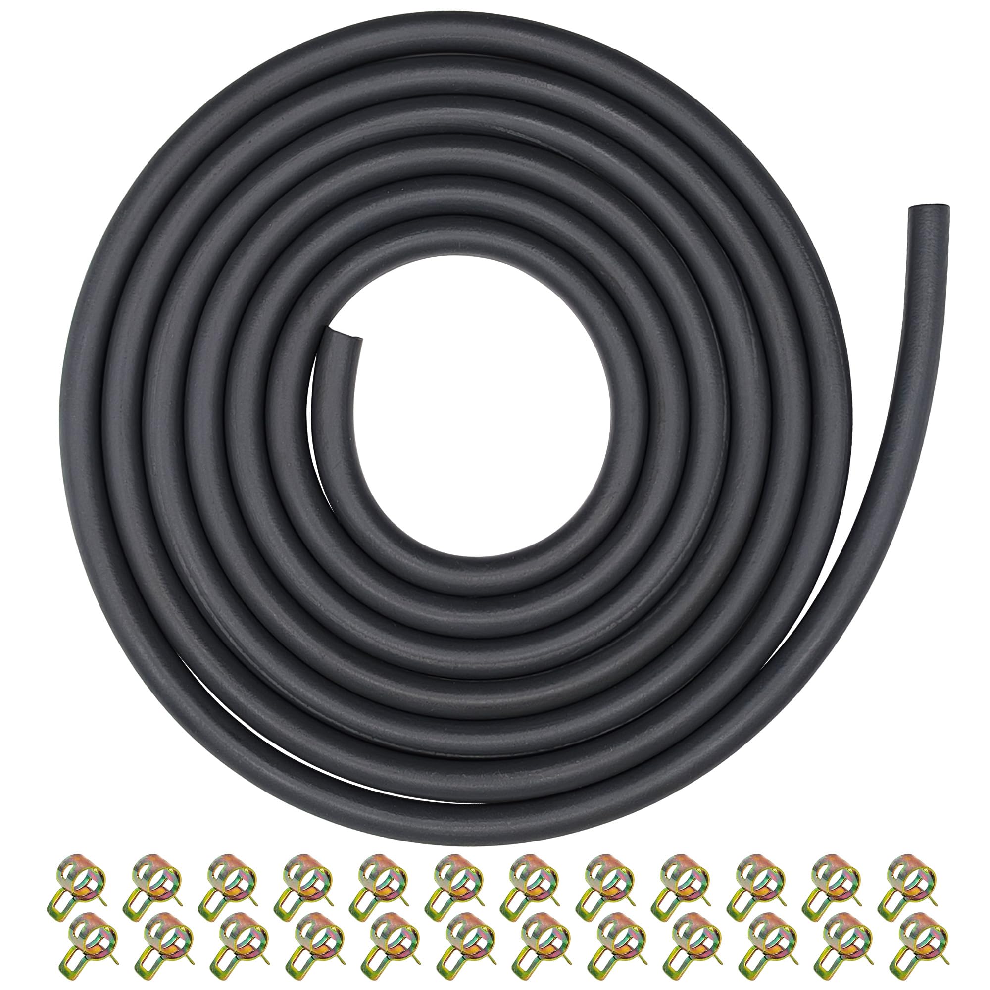 YGQ 5mm (3/16") ID Fuel Line Hose 2.4M (8 Feet) Gas Tube for Honda Kawasaki Kohler Briggs & Stratton Champion Generac Small Engines Mini Bike ATV Generator with 20 Clamps