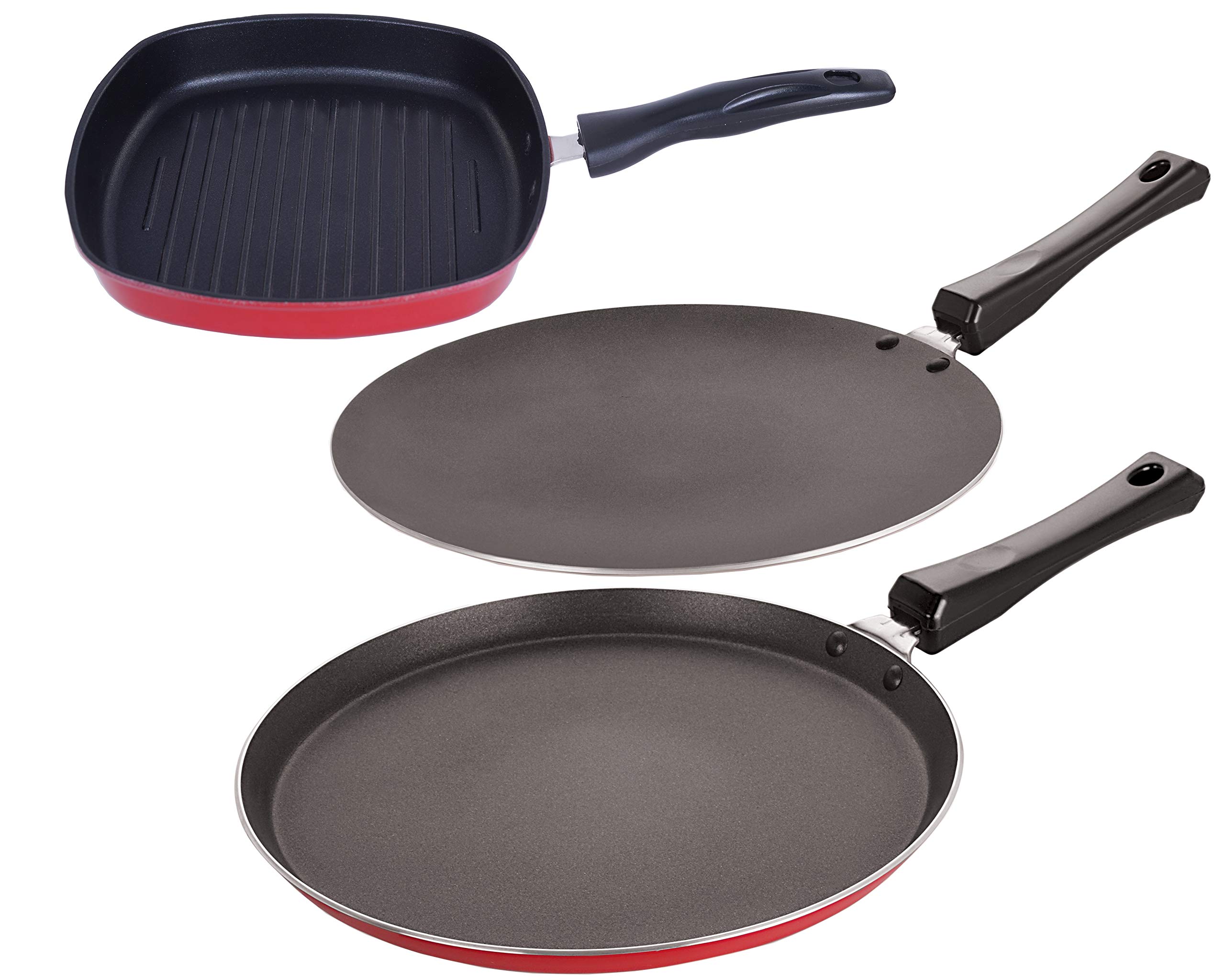 Nirlon Non-Stick Aluminium Stain Resistance Non-Induction 3 Piece Cooking Essential Set Offer with Premium Quality