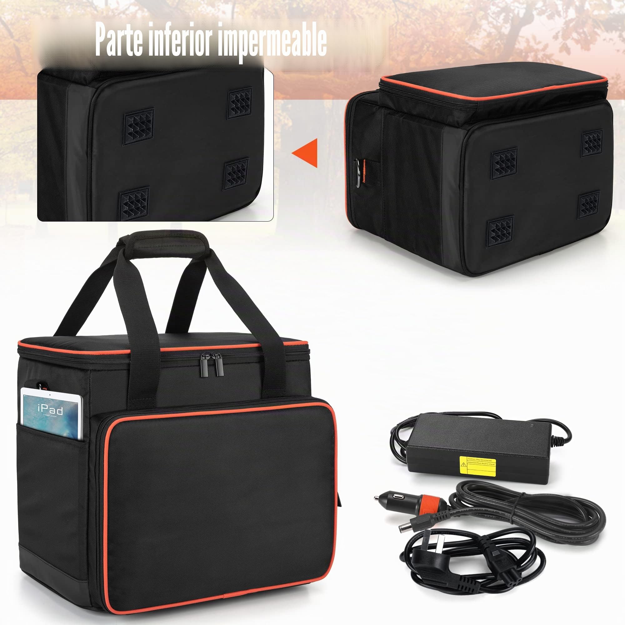 Trunab Bolsa de Transporte de Viaje Compatible con Jackery Portable Power Station Explorer, Estuche de Almacenamiento con Bolsillos Inferiores y Delanteros Impermeables para Cable de Carga y
