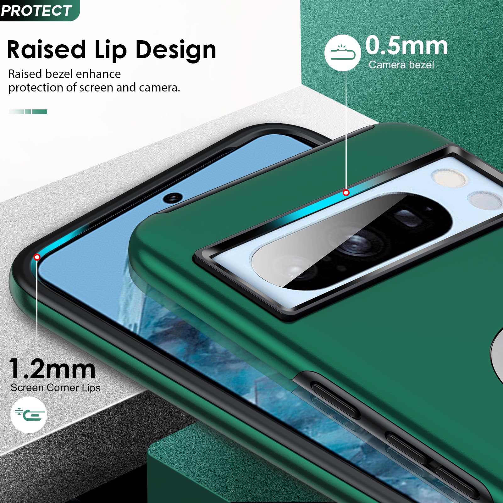 LeYi for Google Pixel 8 Pro Case: and 2 Tempered Glass Screen Protector &2 Camera Lens Protector - Image 4