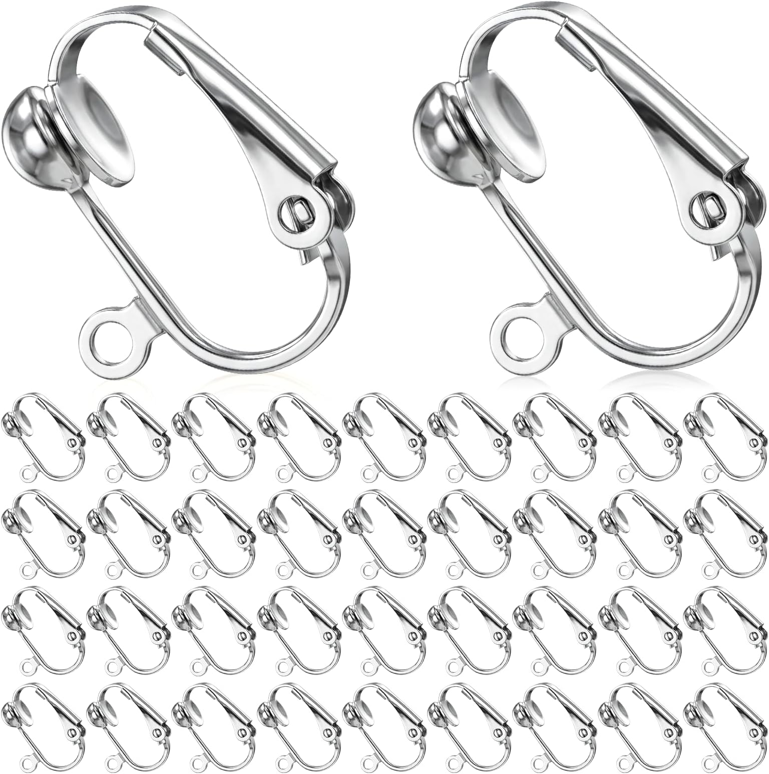 Bememo 36 Pack Clip Earring Converters for Jewelry Making,Silver