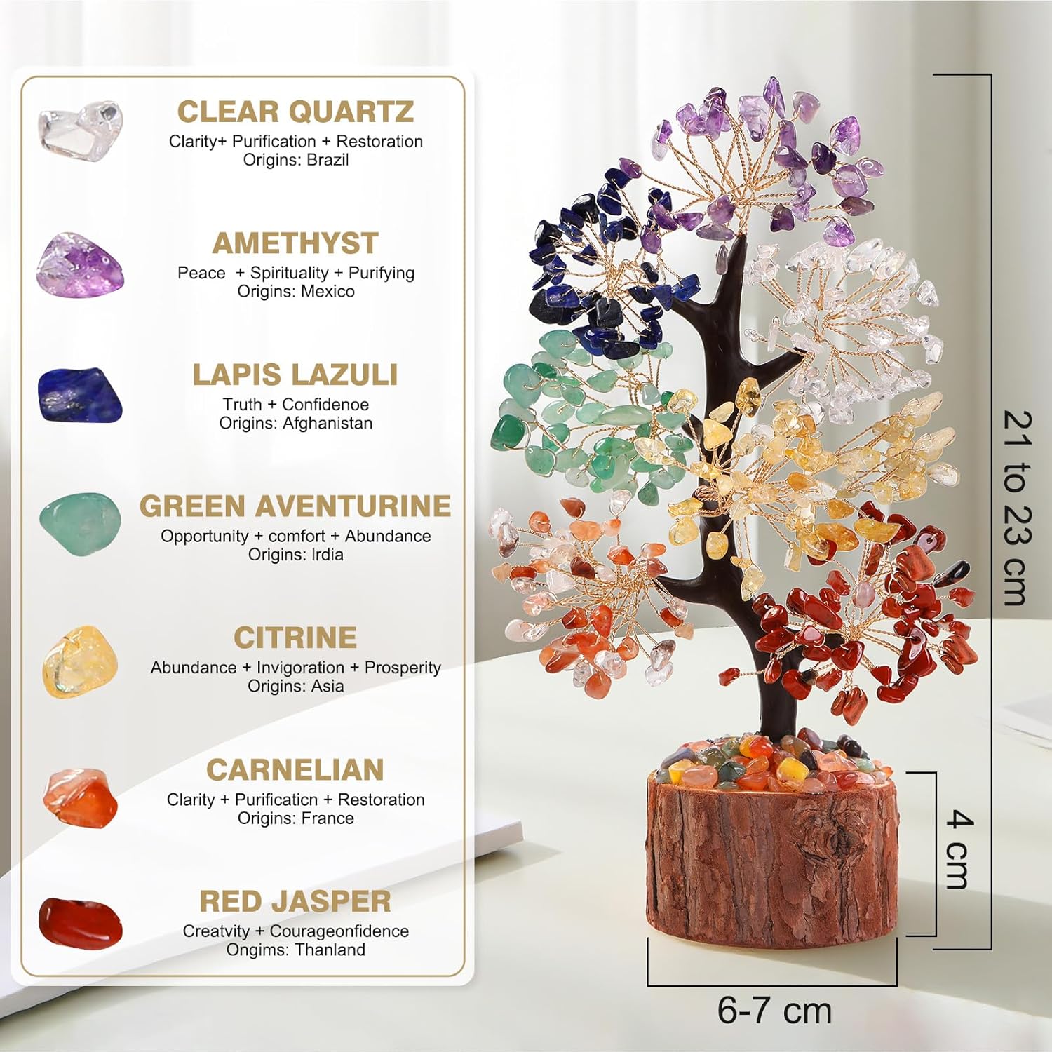 7 Chakra Crystal Tree of Life,Birthday Gifts for Women, Healing Crystal and Stones for Positive Energy,Gifts for Sister and Mom,House Warming Gift,Money Feng Shui Tree Decoration - Image 4