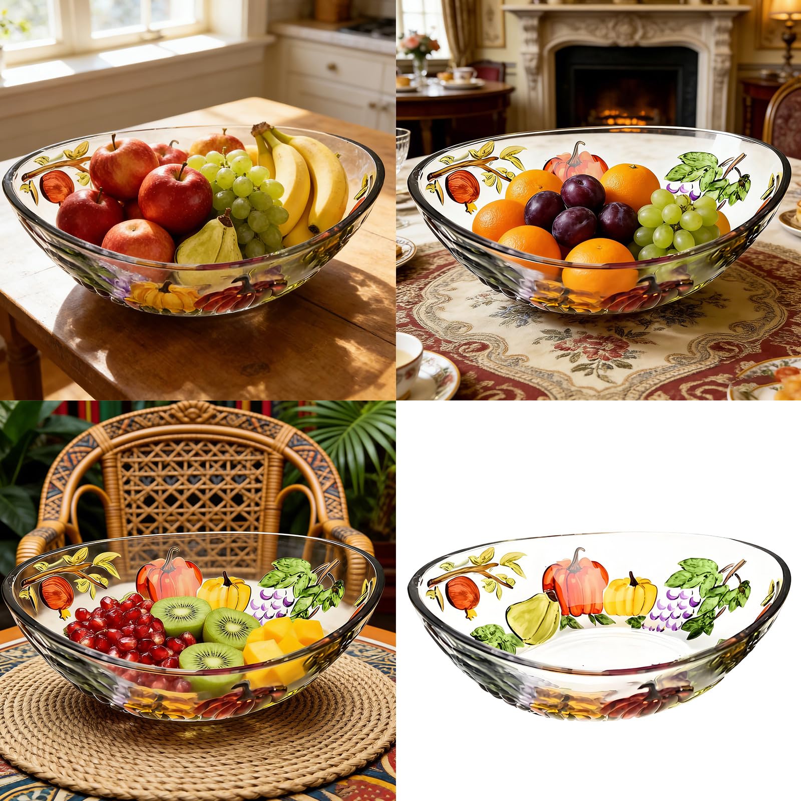 Plato de frutas de cristal contemporáneo con patrón de calabaza, mesas de cocina, centros de mesa, adecuado para festivales, reuniones, reuniones familiares