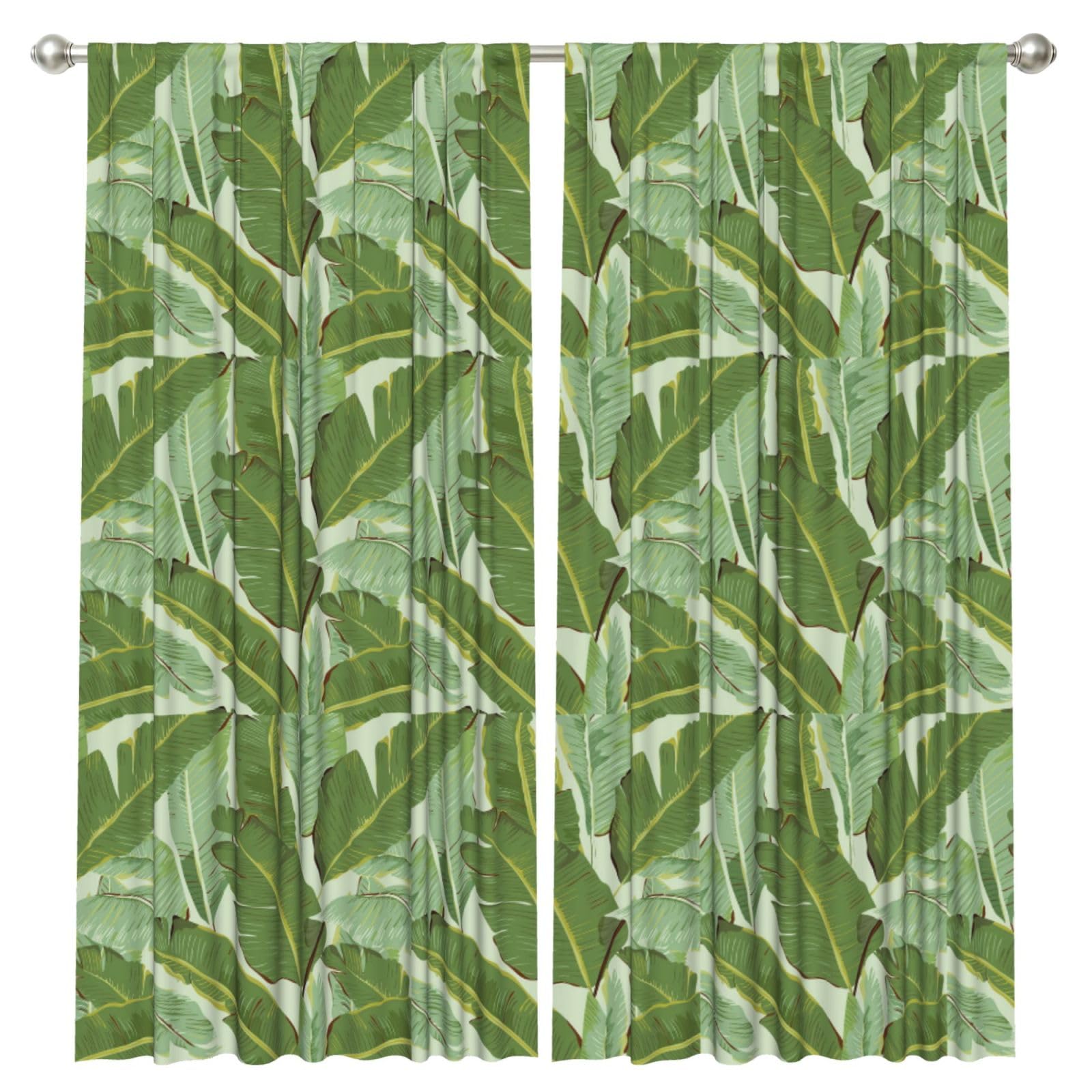 InOmak Tropical Plant Leaf, 2 Panels Window Curtains 52 x 84 Inch Blackout Curtains for Living Room Bedroom