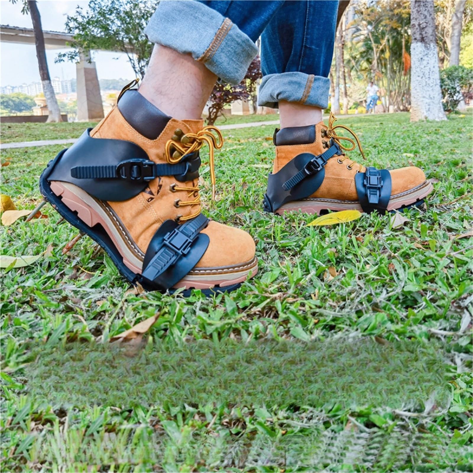 Aireadores de césped manuales Zapatos inflables de Cuero sintético for césped con Pinchos for jardín, Herramientas de jardinería y aireación aeróbica.(Green One Pair)