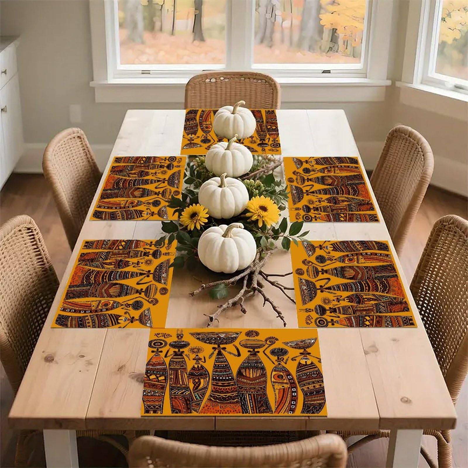 Creative African Culture Placemats Wipeable Heat Resistant Table Mats Washable Flax Place Mats Elegant Cloth Non-Slip Placemat for Kitchen Dinning Party Table Decor 12 * 18 in