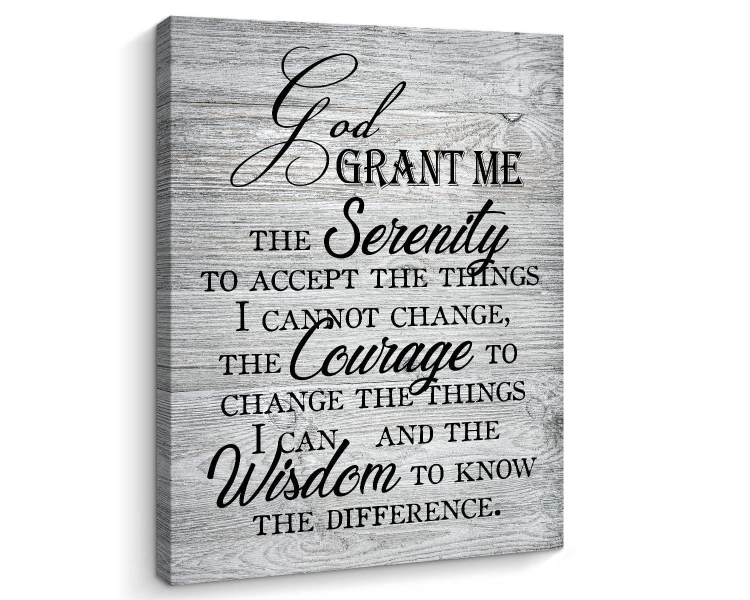 Creoate Serenity Prayer Canvas Wall Art, God Grant Me the Serenity, Farmhouse Inspirational Wall Decor for Bedroom Prayer Room, Grey, 12x15 Inches