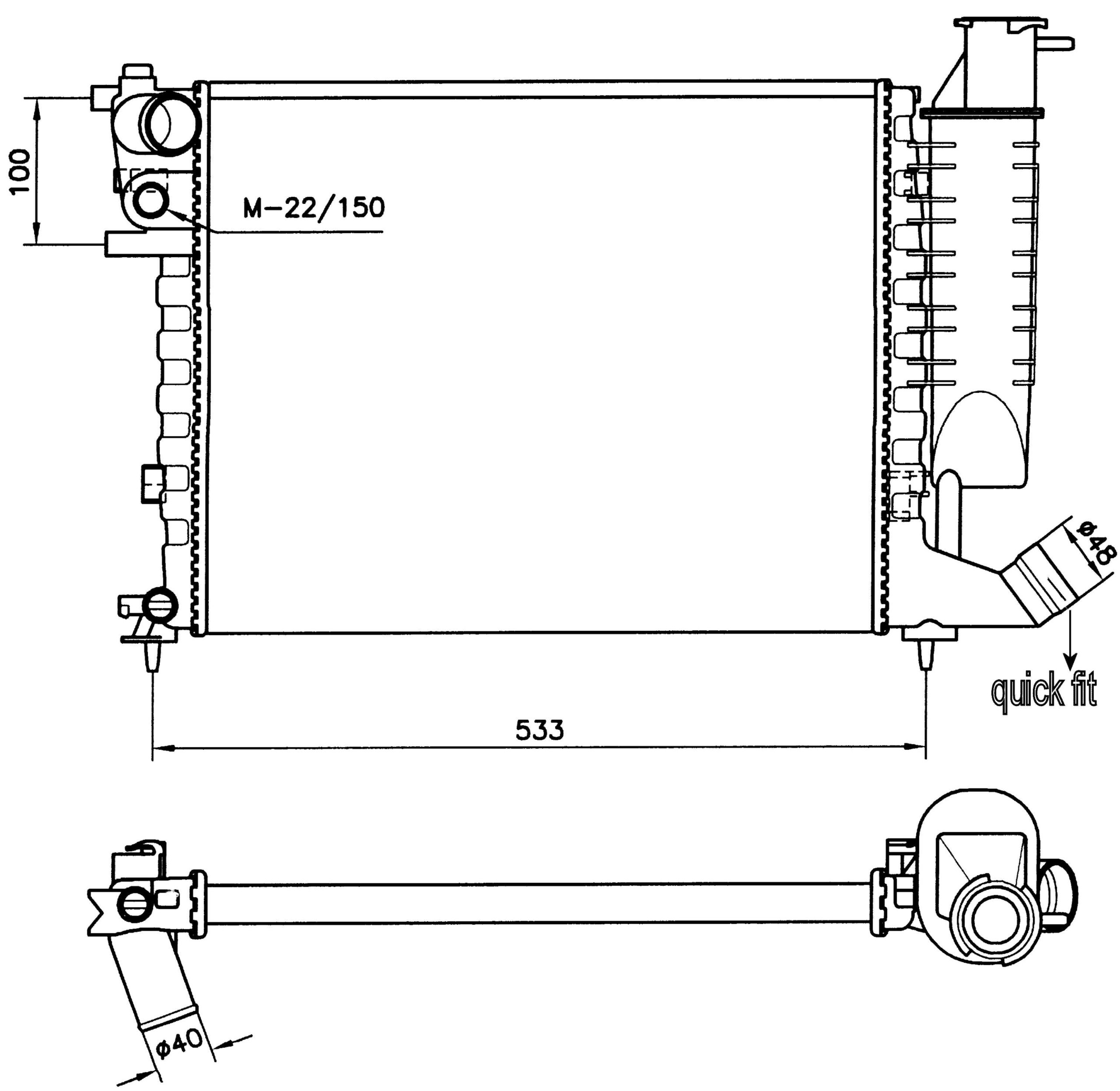NRF Radiador refrigeración del motor Ancho de red 378mm Longitud de red 460mm Profundidad de red 23mm Compatible con PEUGEOT 306 Fastback 7A, 7C, N3, N5 58184