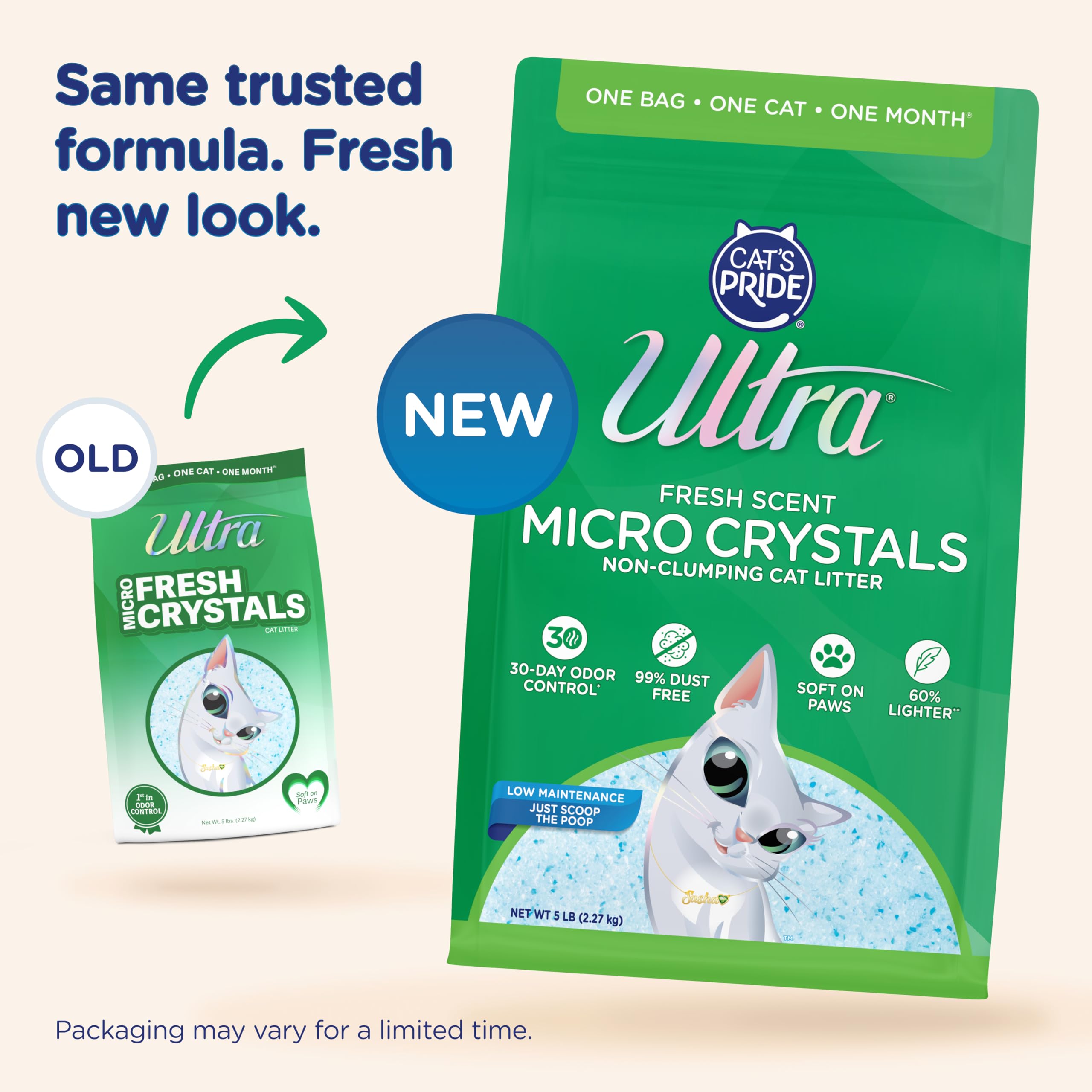 Ultra Arena para Gatos Fresh Scented Micro Crystals Premium, 99.9% Libre de Polvo, Suave para Las Patas, 15 Libras en Total (3 Paquetes de 5 Libras)