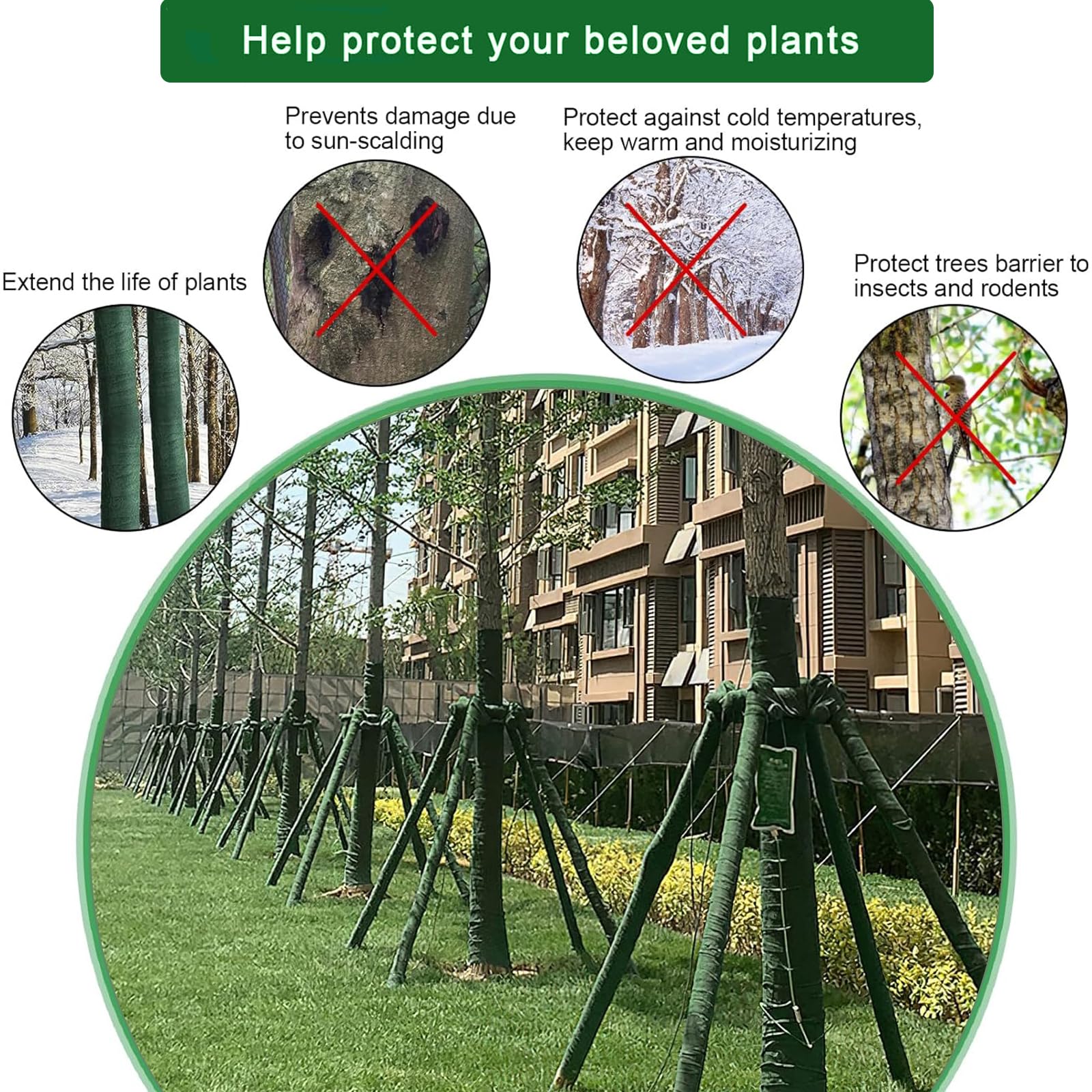 Bande De Protection Hivernale Pour Arbres - 12 Cm X 20 M - Isolant, Anti-gel, Anti-insectes - Pour Troncs D'arbres Fruitiers Ou D'ornement