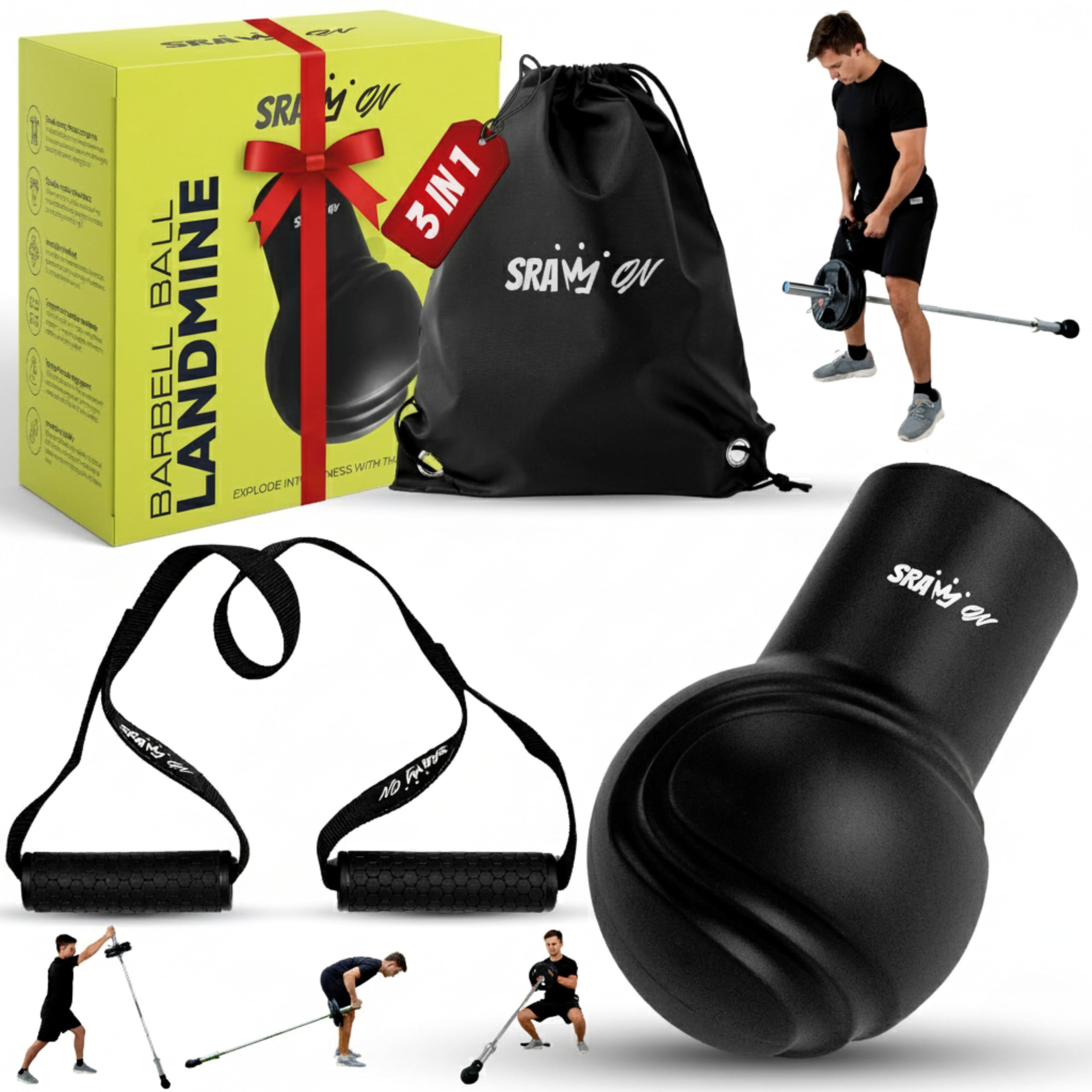 Landmine Attachment for Barbell, Barbell Ball & V Bar Row, Barbell Row Attachment, T Bar Row Attachment, Barbell Landmine Attachment, Landmine Base, Land Mine for Barbell, Exercise Landmine.