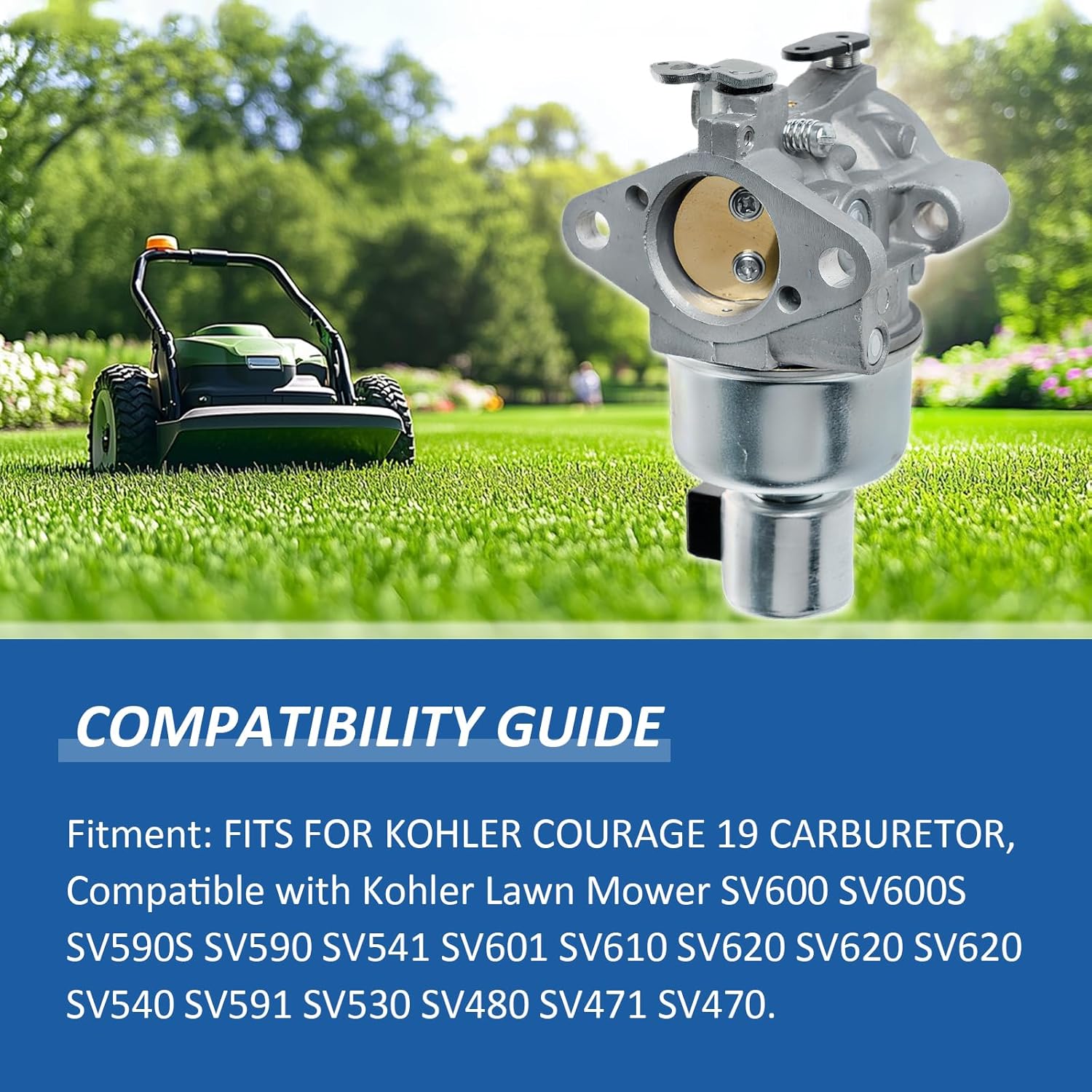 20-853-33-S Carburetor for Kohler Courage SV470 SV480 SV530 SV540 SV590 SV600 SV610 SV620 Engines, 16-22HP Lawn Mower, Fits Troy-Bilt Cub Cadet Toro Husqvarna Zero Turn