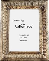 Handcrafted 5x7 Rustic Wooden Picture Frame with Carved Beaded Design - Farmhouse Vintage Wood Photo Frame for Tabletop or Wall Display