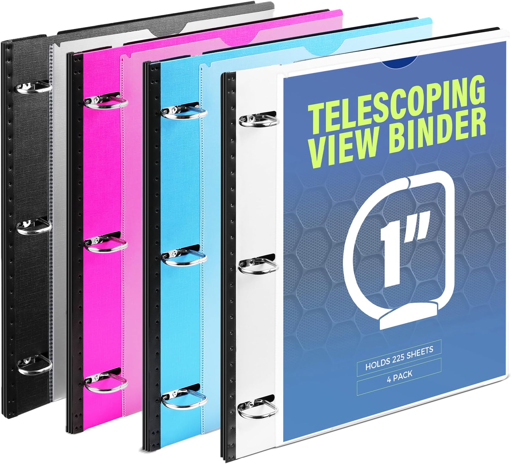 WOT I Telescoping 3 Ring Binder 1 Inch-4PCS, Flexible Binder with Expandable ...