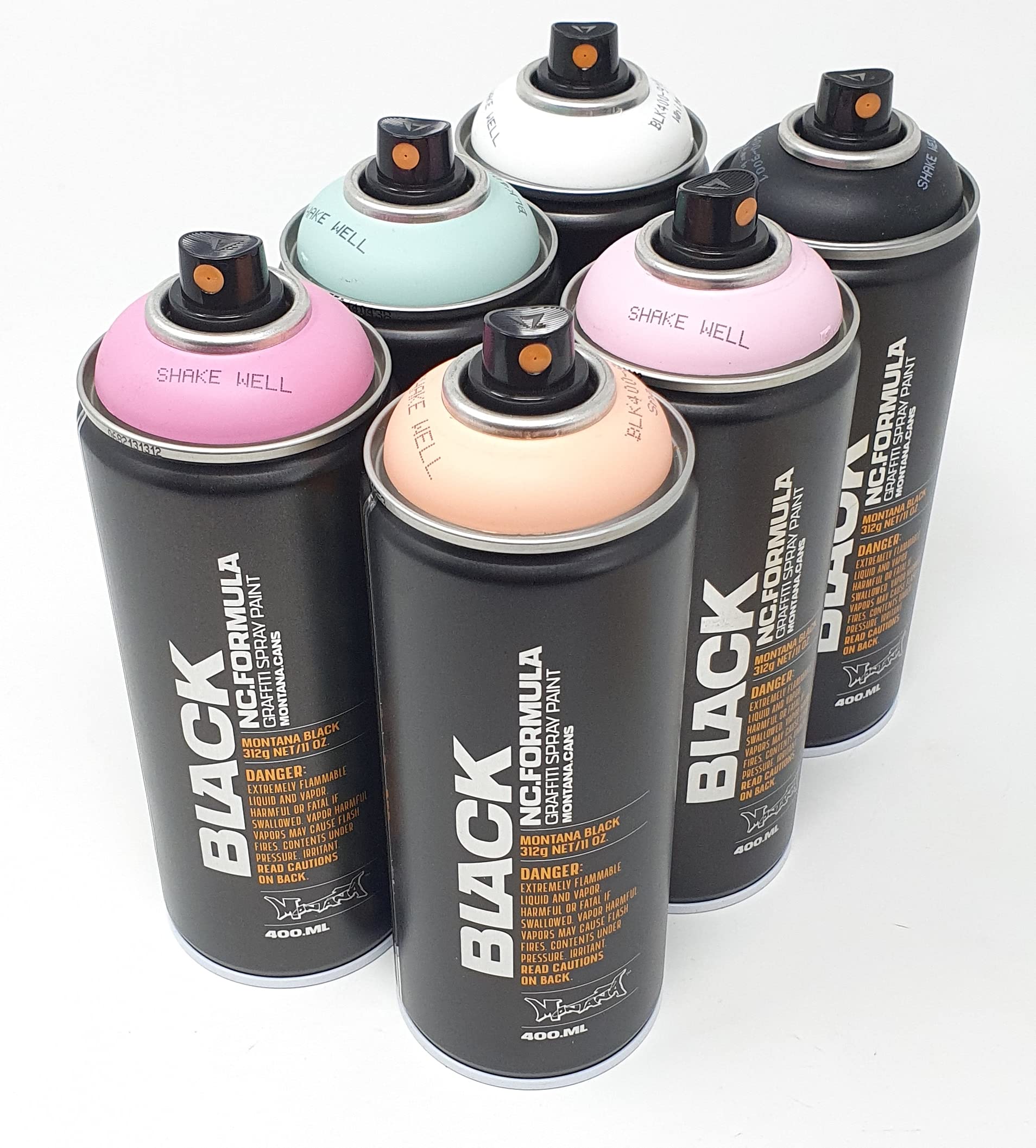 Montana Black Sprühdosen Frauenpower Set + Ersatzsprühköpfe - Graffiti Street Art 6 x 400 ml