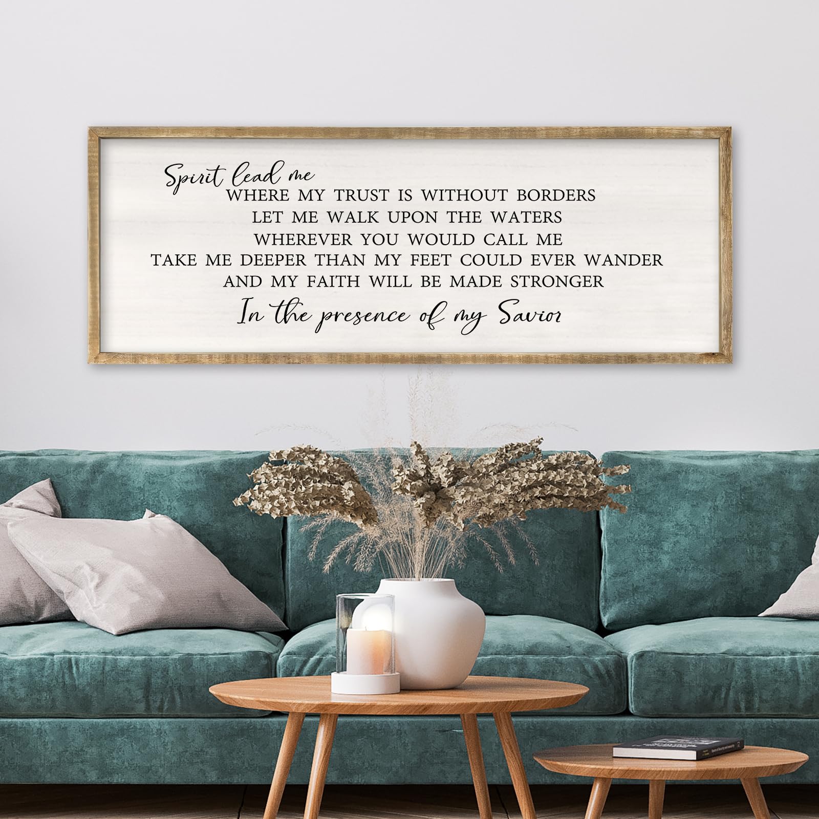 RLWangChao Christian Inspirational Wall Decor Spirit Lead Me Sign 32×12 Inch Religious motivational Quote Print for Living Room Prayer Room Large