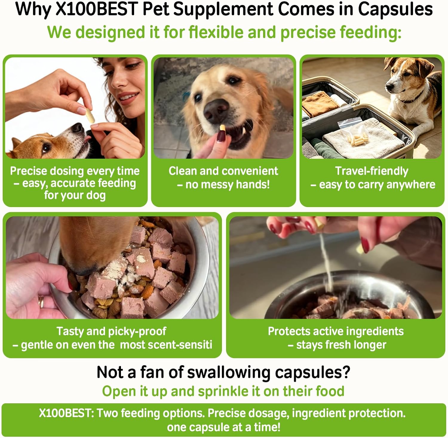 Probiotics for Dogs & Cats - 33.3B CFU, 11 Patented Strains & 4 Digestive Enzymes - Digestive & Gut Health, Immune Support, Cholesterol Metabolism & Weight Management - 80 Capsules