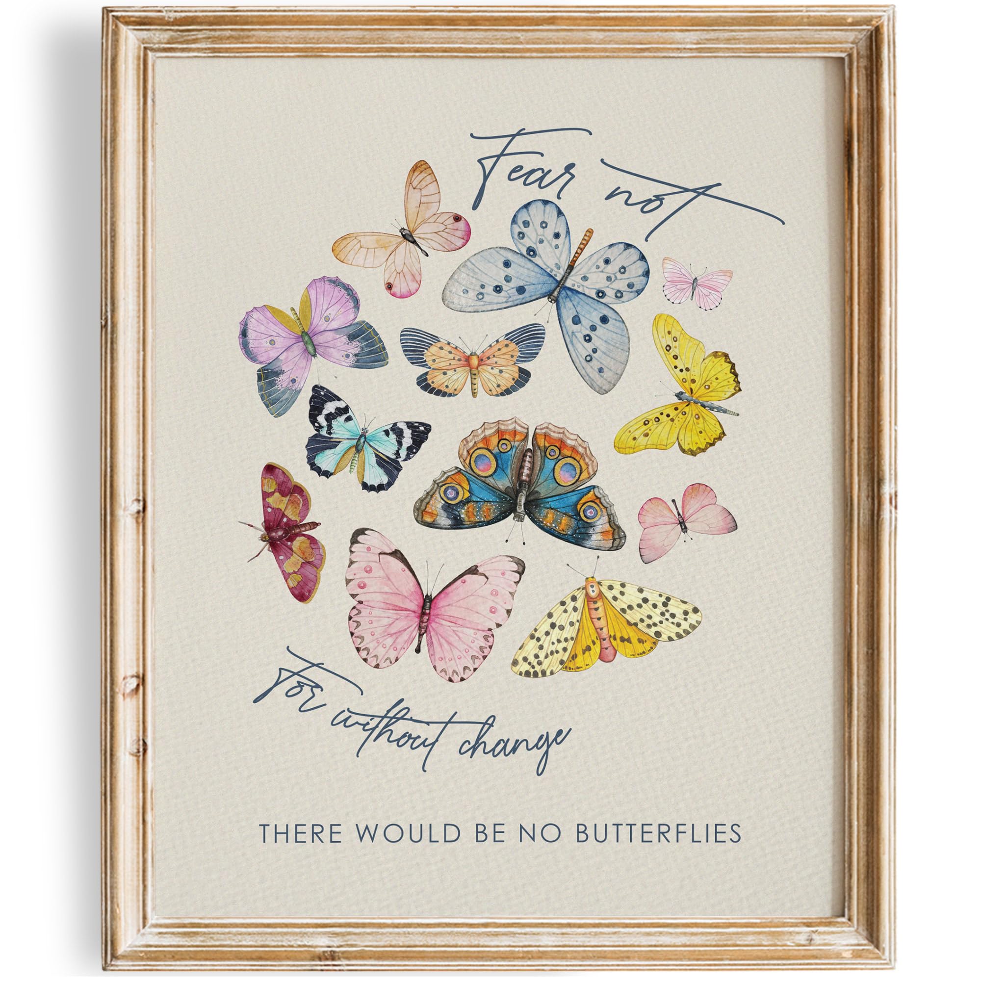 DREAM BIG PRINTABLES Fear Not Butterflies Art Print - 11x14 Unframed Bedroom Wall Art Aesthetic Wall Decor Wall
