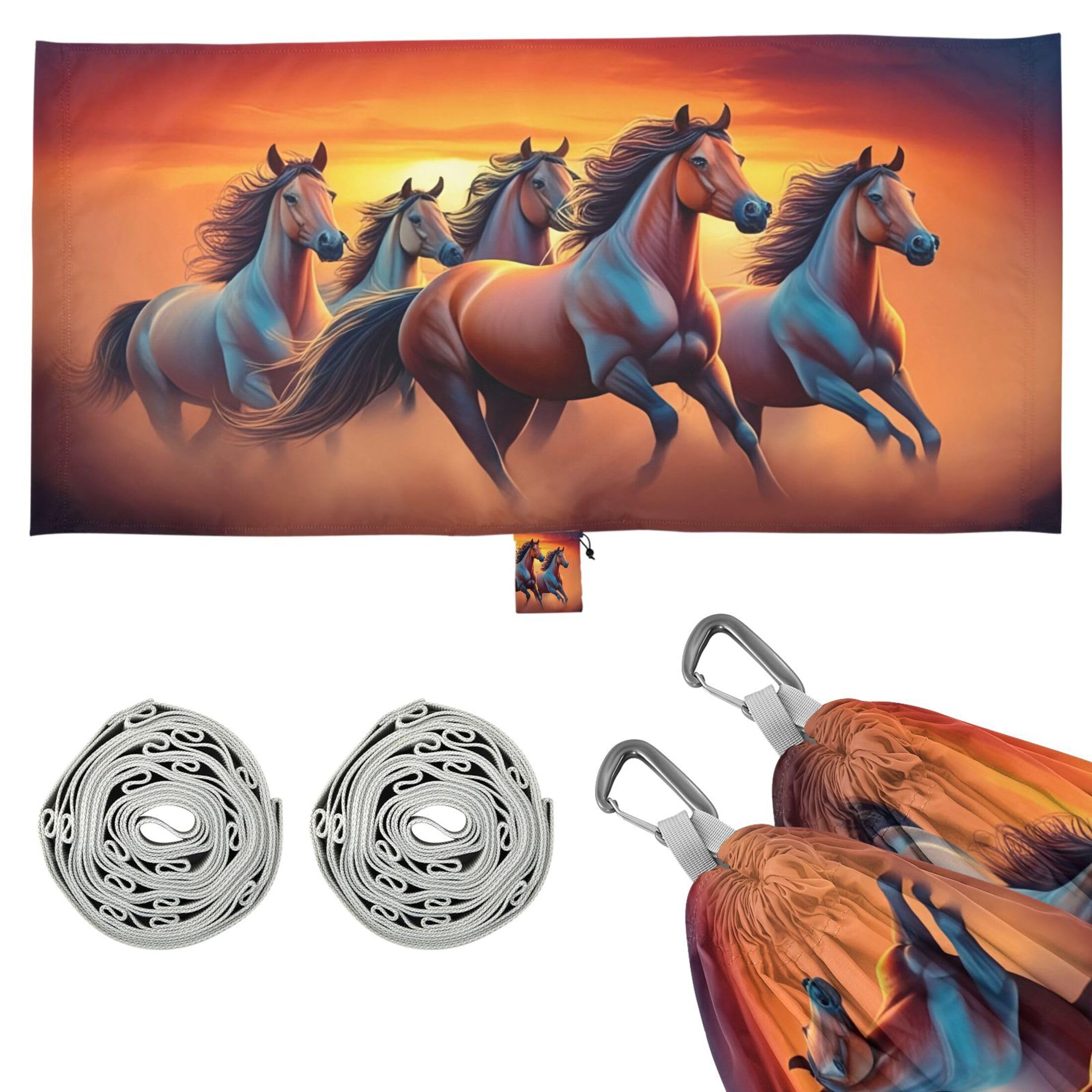 Takiito Horses Hammock 330 lb Capacity Travel Camping Hammock with Tree Straps, Portable Lightweight for Outdoor Beach Backpacking Backyard Patio