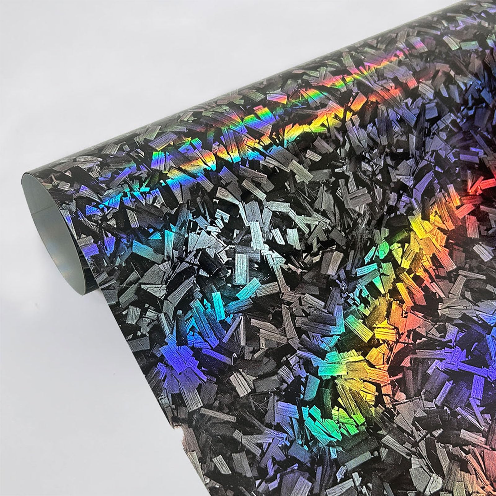 Forged Carbon Fiber Wrap for Cars, Bubble Free Gloss Silver Rainbow Car Wraps Vinyl Film, Air Release DIY Carbon Fiber Vinyl Wrap 1ft x 10ft for Car Motorcycle