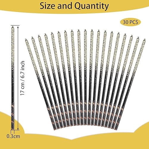 Miniatura 2 de Juego de 30 velas de cumpleaños largas y delgadas para tartas metálicas doradas y negras, juego de decoración de fiesta para pasteles, cupcakes,