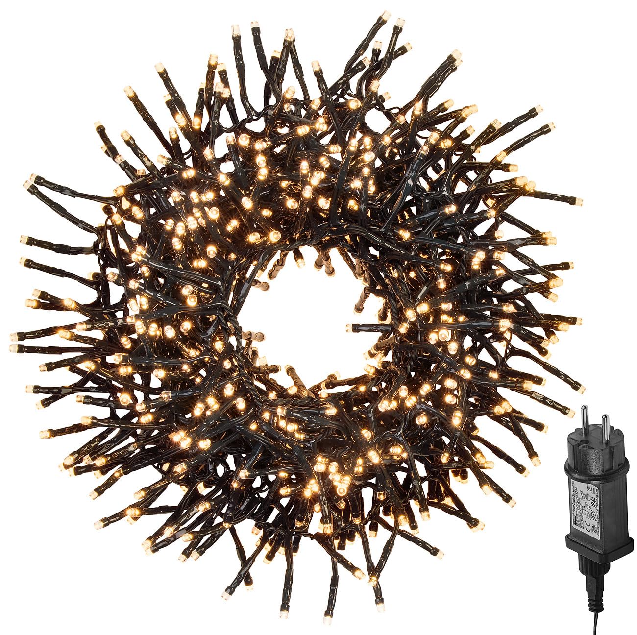 Lunartec Büschellichterkette: LED-Büschel-Lichterkette, 2.000 LEDs, 8 Modi, IP44, 20 m, warmweiß (Lichterkette Weihnachten, für Fenster, Baum)