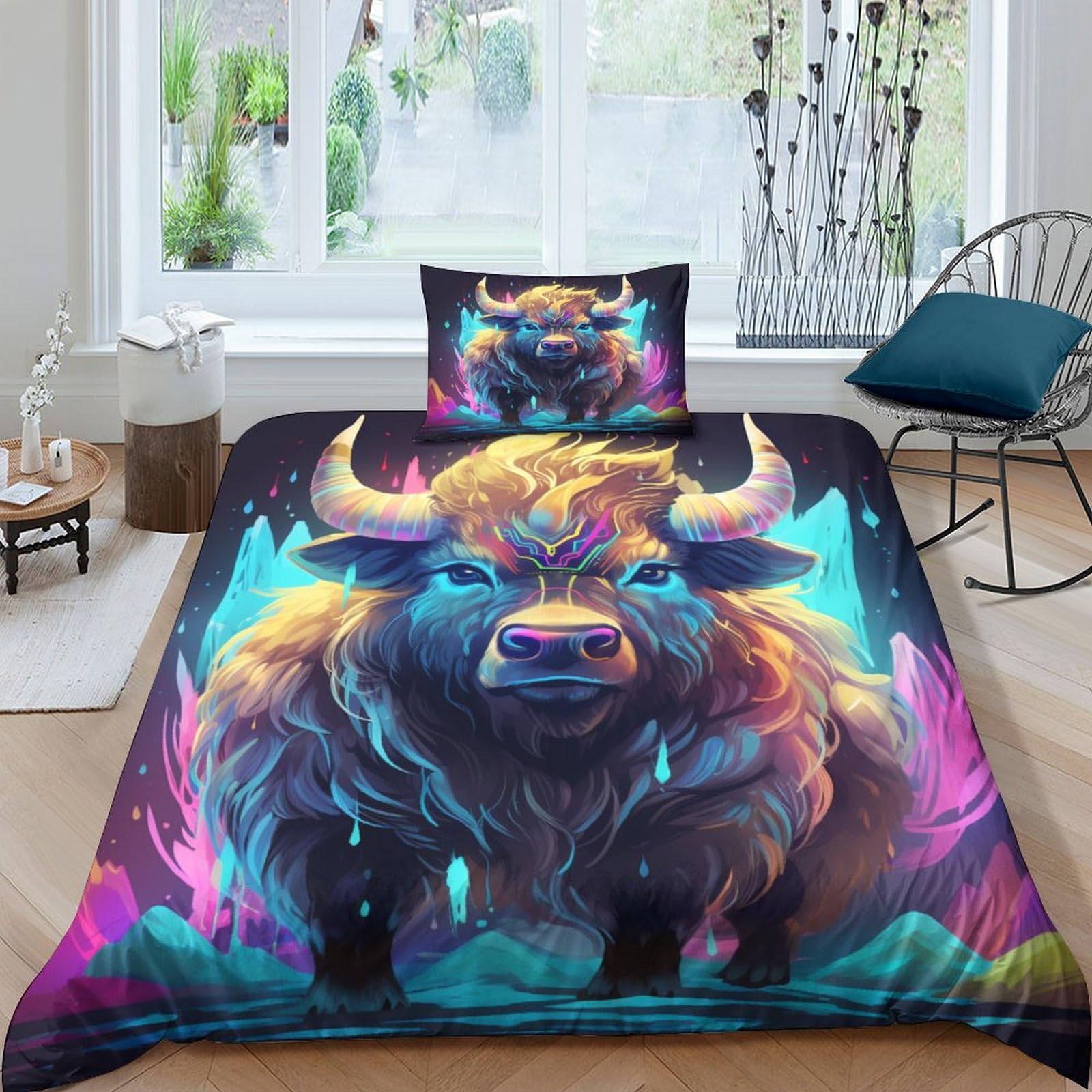 Housse de couette 135x200 cm motif vache anti-plis et confortable