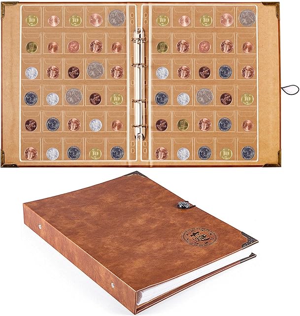 Ettonsun Leather 600 Pockets Coin Collection Holder Book Album for Collectors Coin Collection Organizer Storage Box Case Supplies