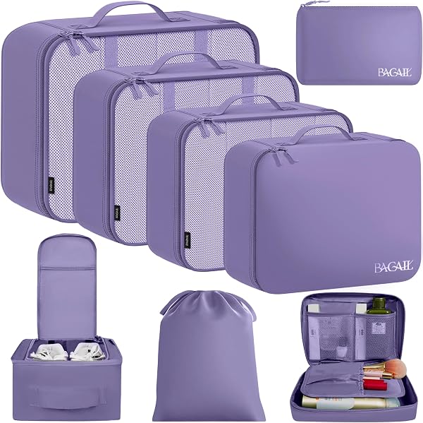 BAGAIL 8 Set Packing Cubes Luggage Packing Organizers for Travel…