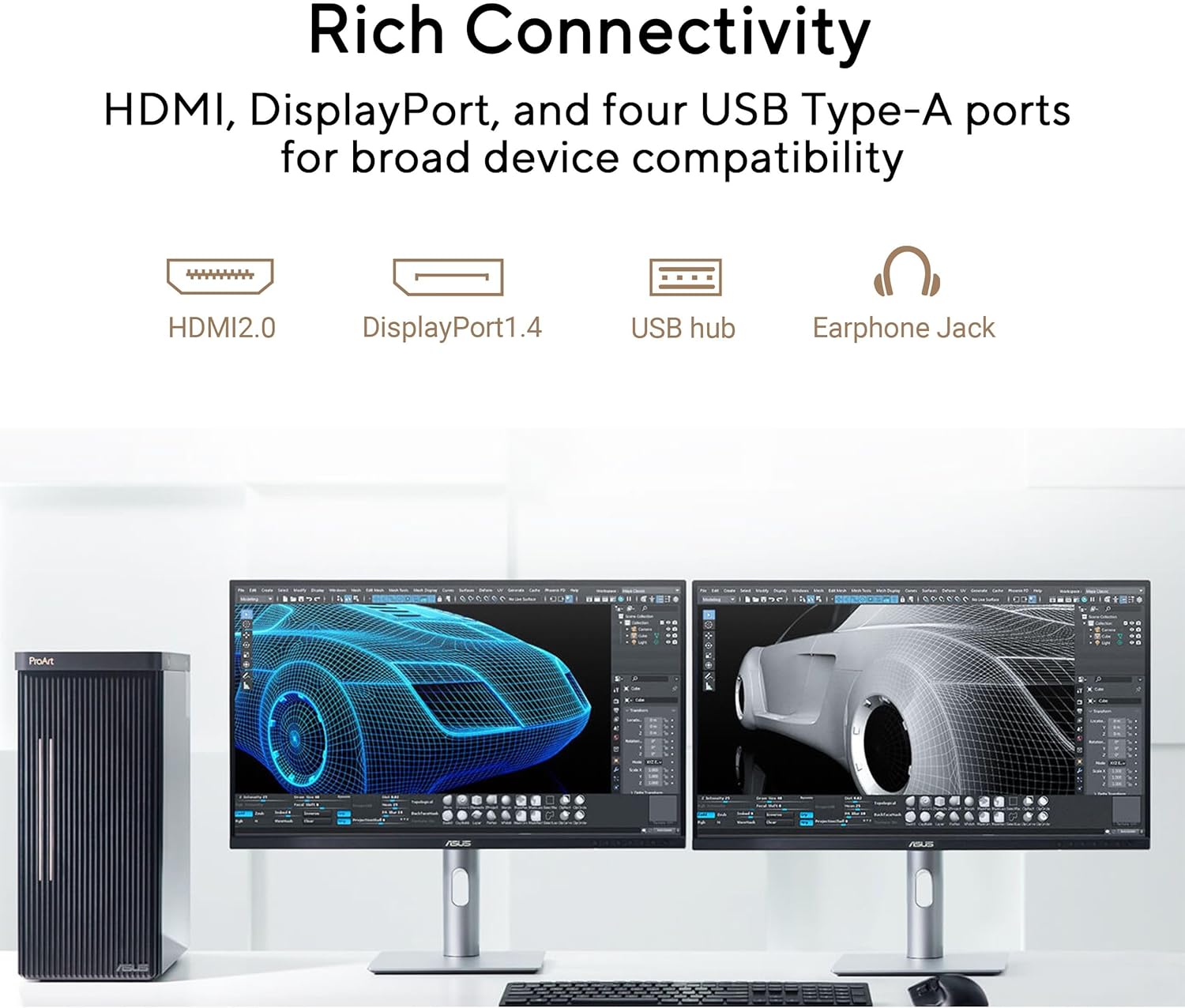 ASUS ProArt Display 27” 1440P Professional Monitor (PA278QGV) – IPS, QHD (2560 x 1440), 95% DCI-P3, Color Accurate, ΔE<2, Calman Verified, 120Hz, HDR-10, Light Sync, Ergonomic, 3 yr Warranty