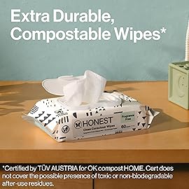 The Honest Company Clean Conscious Multi-Use Wipes Hypoallergenic and Unscented for Sensitive Baby Skin Over 99% Water Compostable Plant Based Pattern Play 10 Count