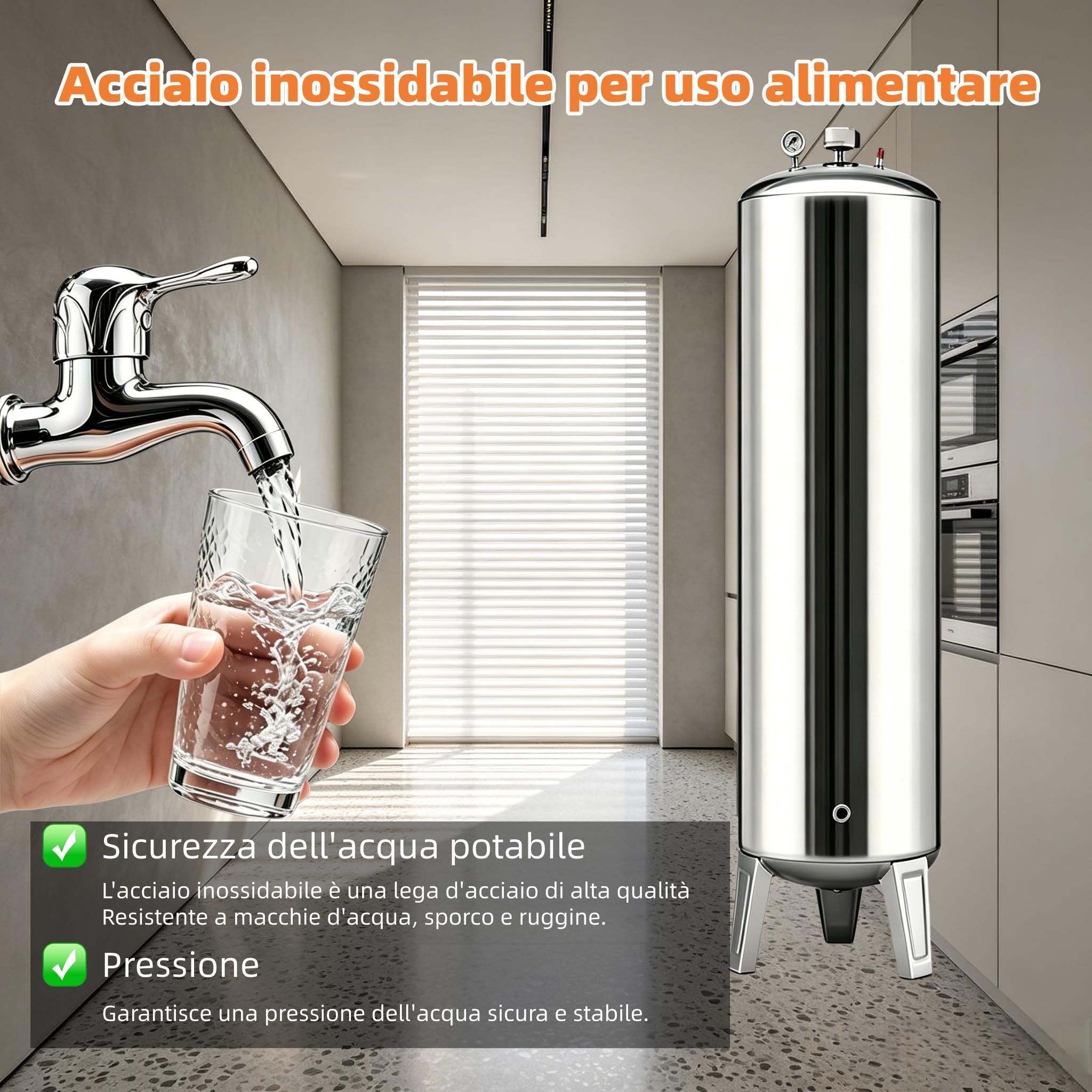 100 160 200 250 300 L Serbatoio Pressione Acciaio Inossidabile,Acqua pressurizzata stoccaggio pompa pozzo verticale,Serbatoio acqua pressurizzato verticale acciaio inox kit montaggio pompa，200 L