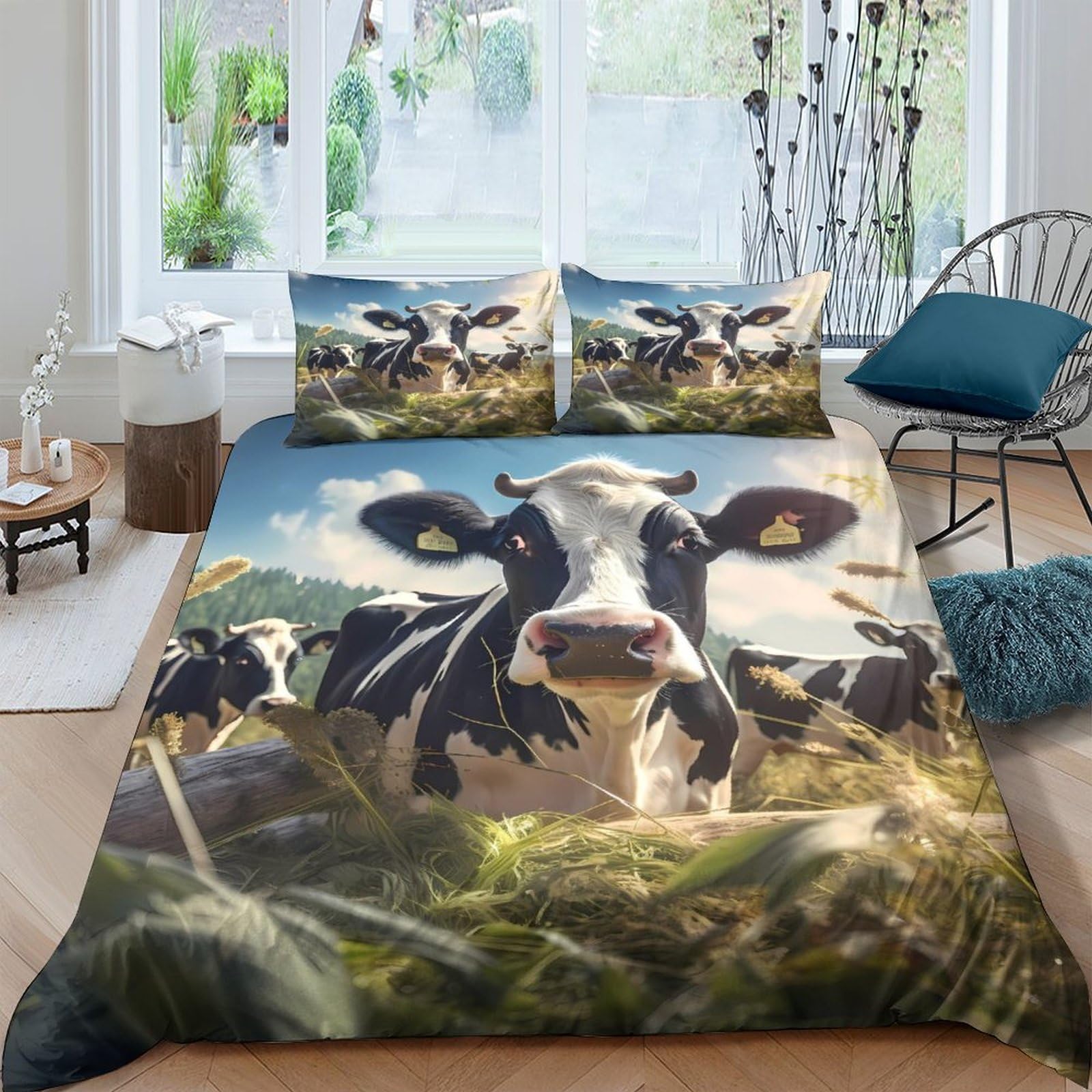Ctjqhvkz Style-7 3D Printed Cow Pasture Fitted Sheet Microfiber Soft Rustic Farm Animal Mattress Cover For Bedroom Guest Room Decor Single（135X200cm）