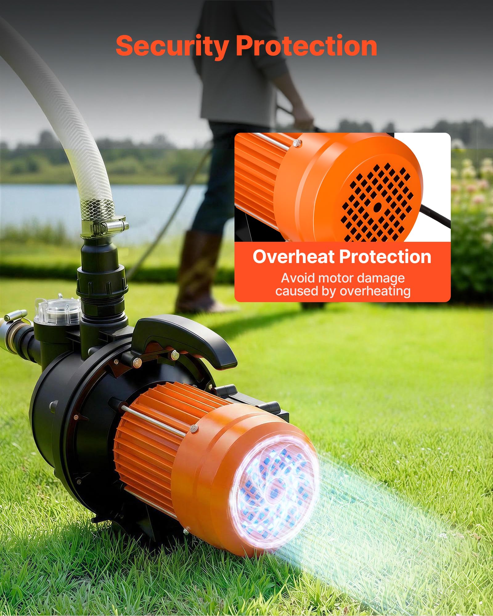 VEVOR Bomba de Chorro de PP para Pozos Poco Profundos 1300 W 230 V, Caudal Máximo de 4800 L/h, Altura de Succión de 8 m, Protección Térmica, Voltaje Estándar Europeo, para Riego de Jardines, Césped