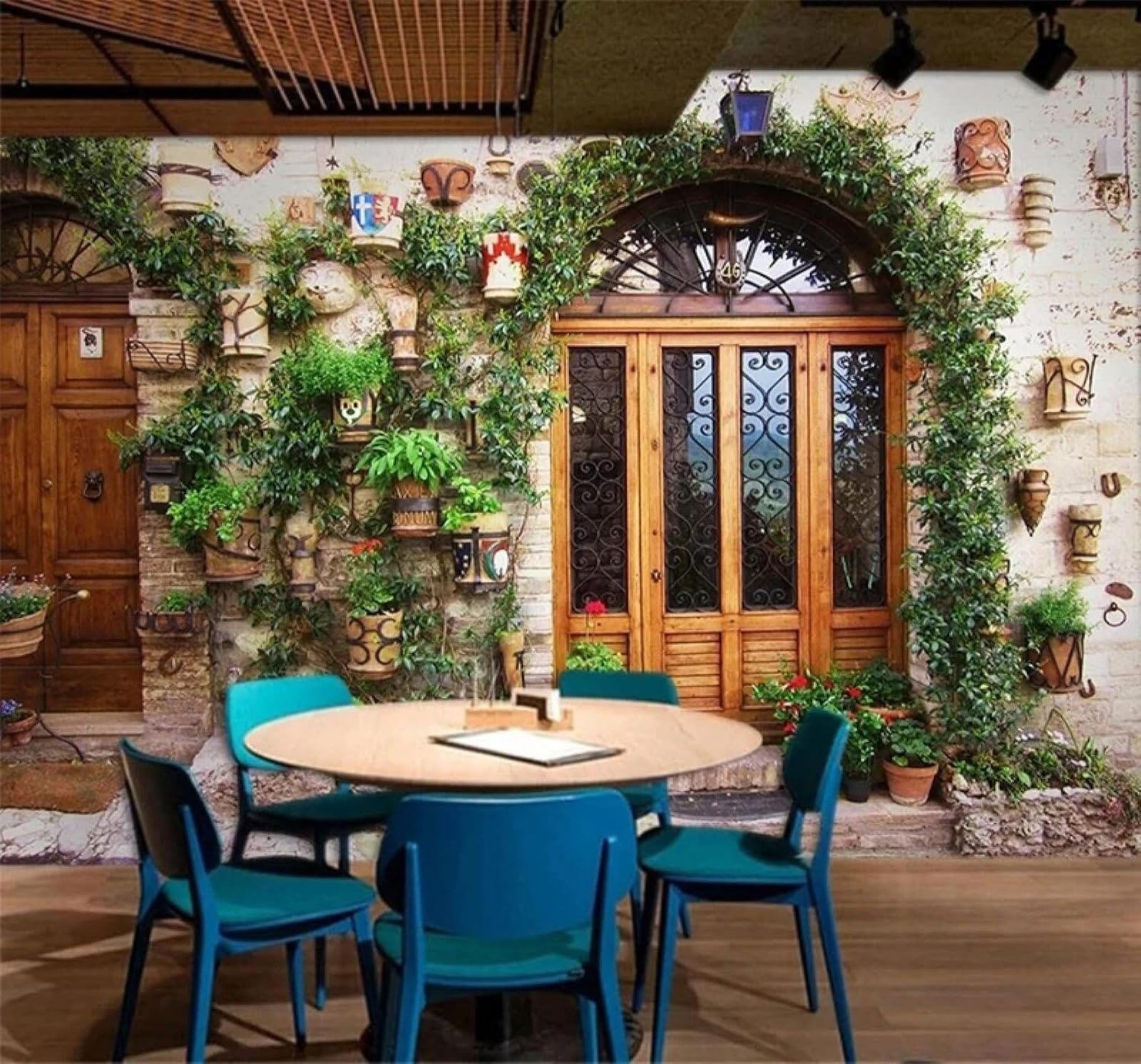 XLMING Vintage Architecture Wooden Doors Street Scene Restaurant 3D Wallpaper Luxury Home Dining Decor Paste Sofa Living Room The Wall for Bedroom Mural-430cm×300cm