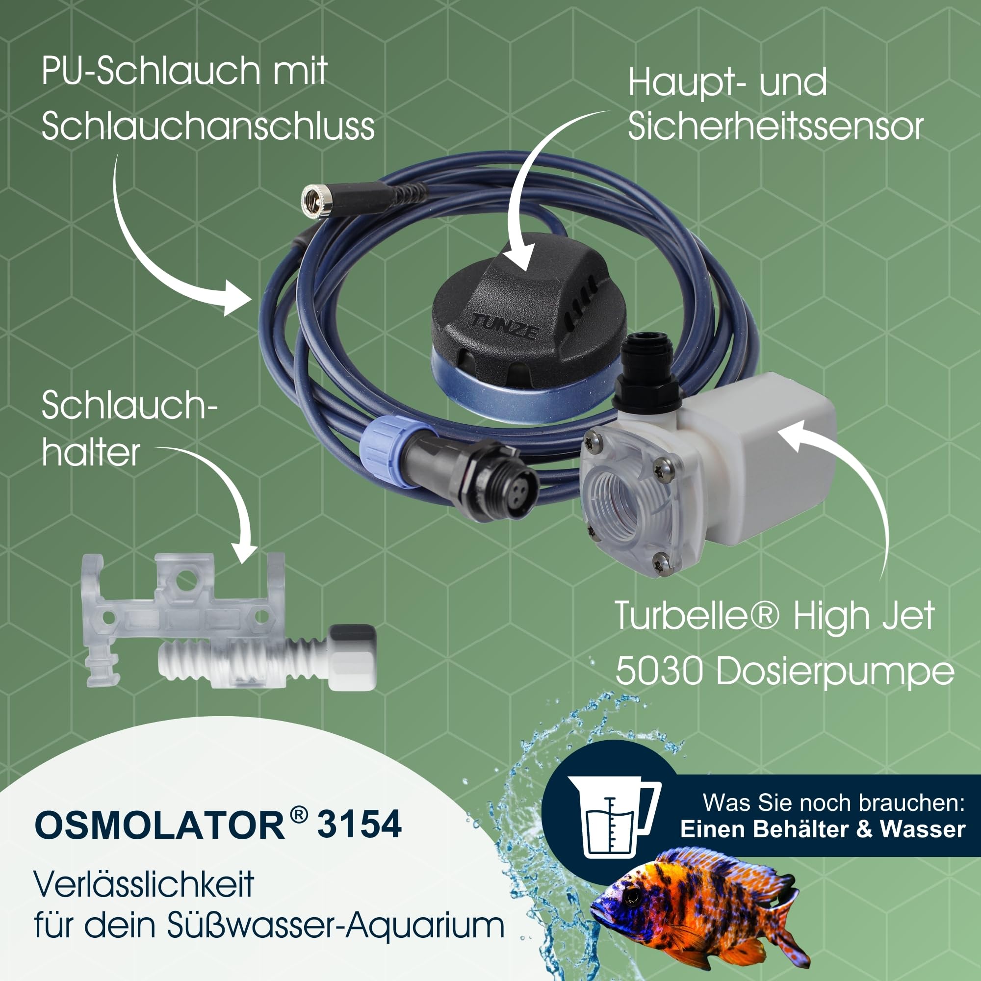 Tunze Osmolateur 3 Universel 3154 I Régulateur de niveau d'eau pour aquariums d'eau douce I Capteur de sécurité I Pompe doseuse avec capteur de régulation optique et support magnétique