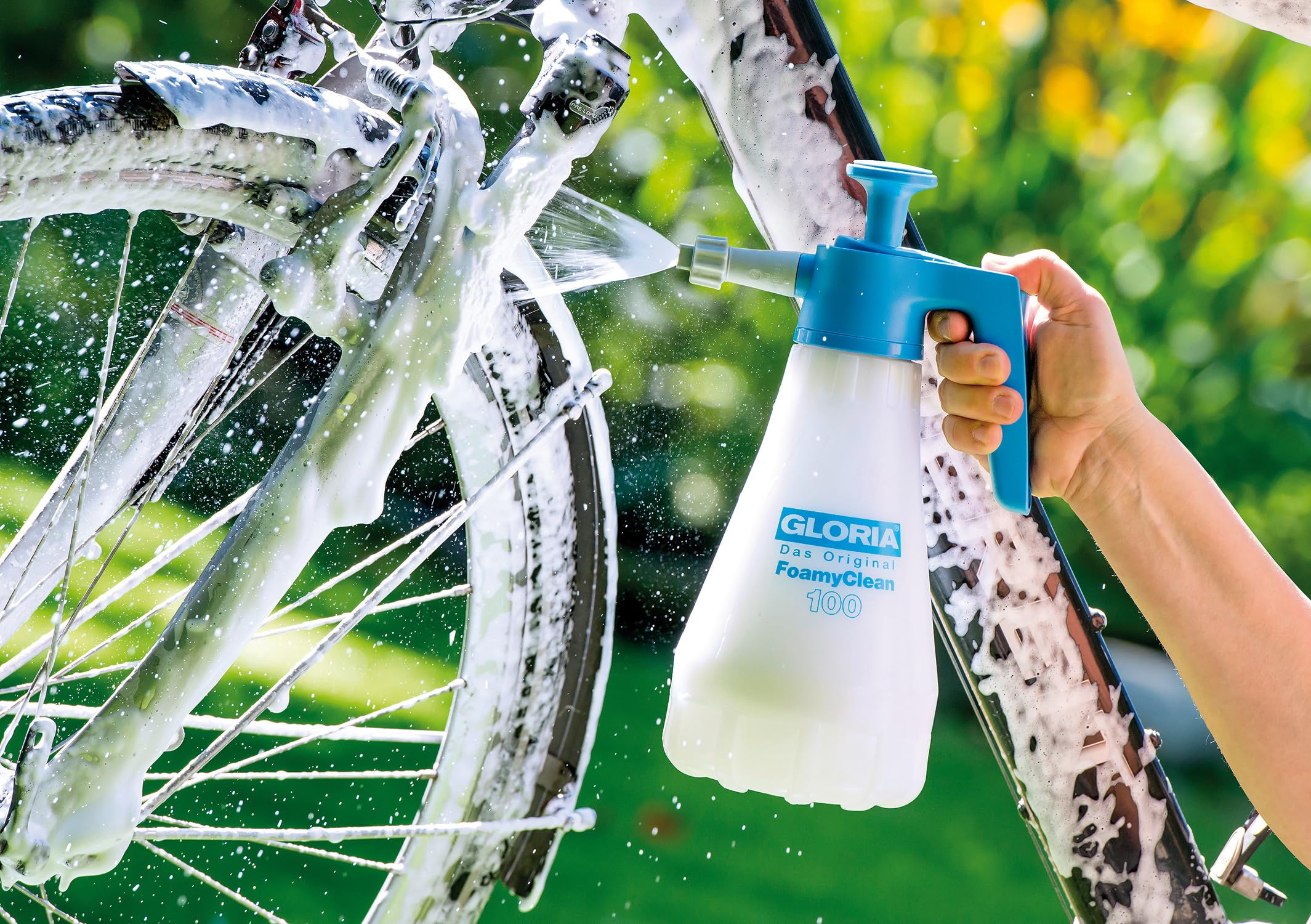 Gloria FoamyClean 100 - Pulverizador de Espuma para Coche, generador de Espuma Activa Ajustable para Limpieza de Coche, pulverizador a presión Compatible con limpiadores
