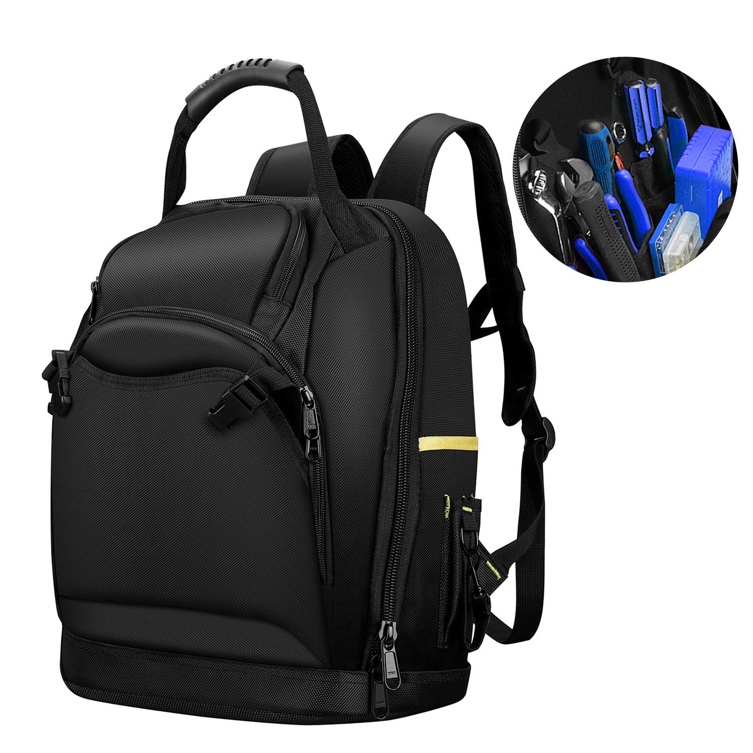 Large Capacity Tool Backpack Bag, Waterproof Tool Bag Organizer Backpack, Tool Bag Backpack With Comfortable Back Support, Multifunctional Tool Backpack For Electrician Carpenter Plumber Repairman