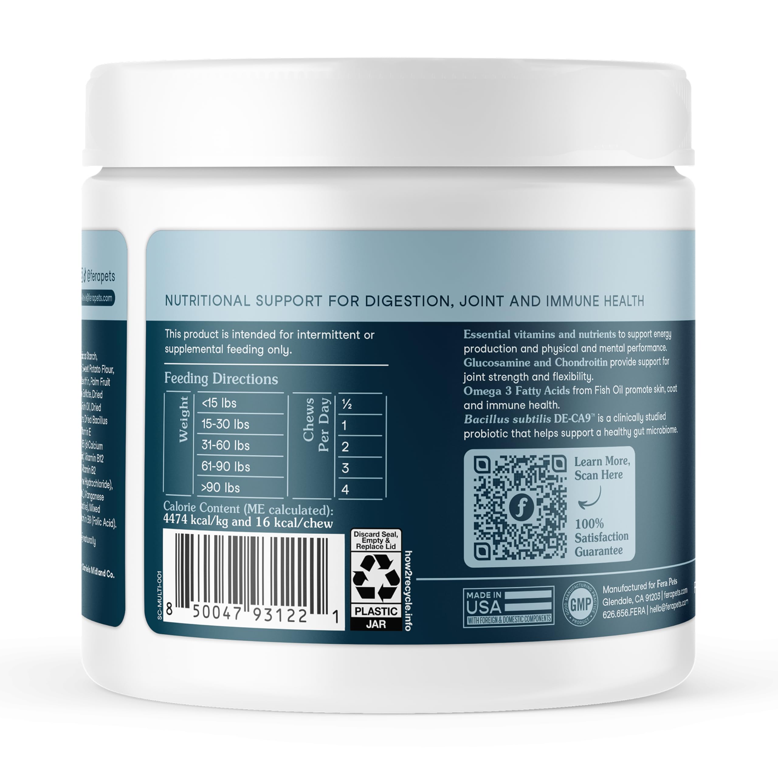 Fera Pets Dog Multivitamin Chews with Glucosamine and Probiotics - Essential Dog Vitamins & Minerals - Promotes Healthy Digestion & Joints - Boosts Skin & Coat Health with Omega-3s - 90 Soft Chews - image 8