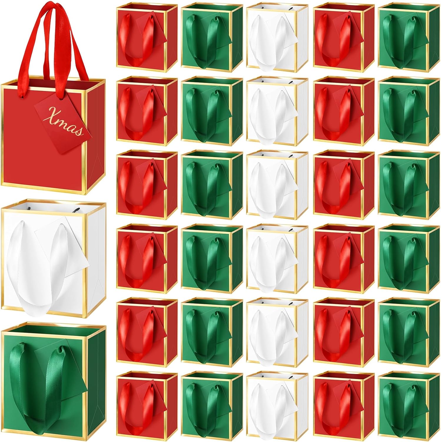 Yeaqee 50 Pcs Mini Metallic Paper Gift Bags with Handles...